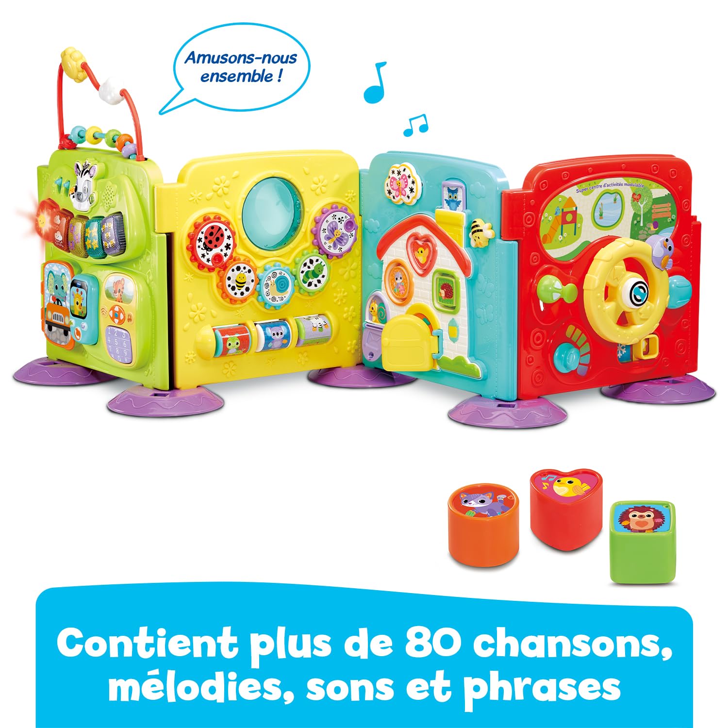 VTech Super Centre d'Activités Modulable Jouet Interactif 4 en 1 Cube d'Activité Évolutif avec Trieur de Formes et Jeux d'Éveil Cadeau Bébé Dès 6 Mois
