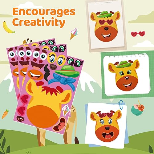 Miniatura 31 de sinceroduct 100 hojas de calcomanías para niños, haz tu propia calcomanía, 20 estilos impermeables para niños, calcomanías de animales para Navidad