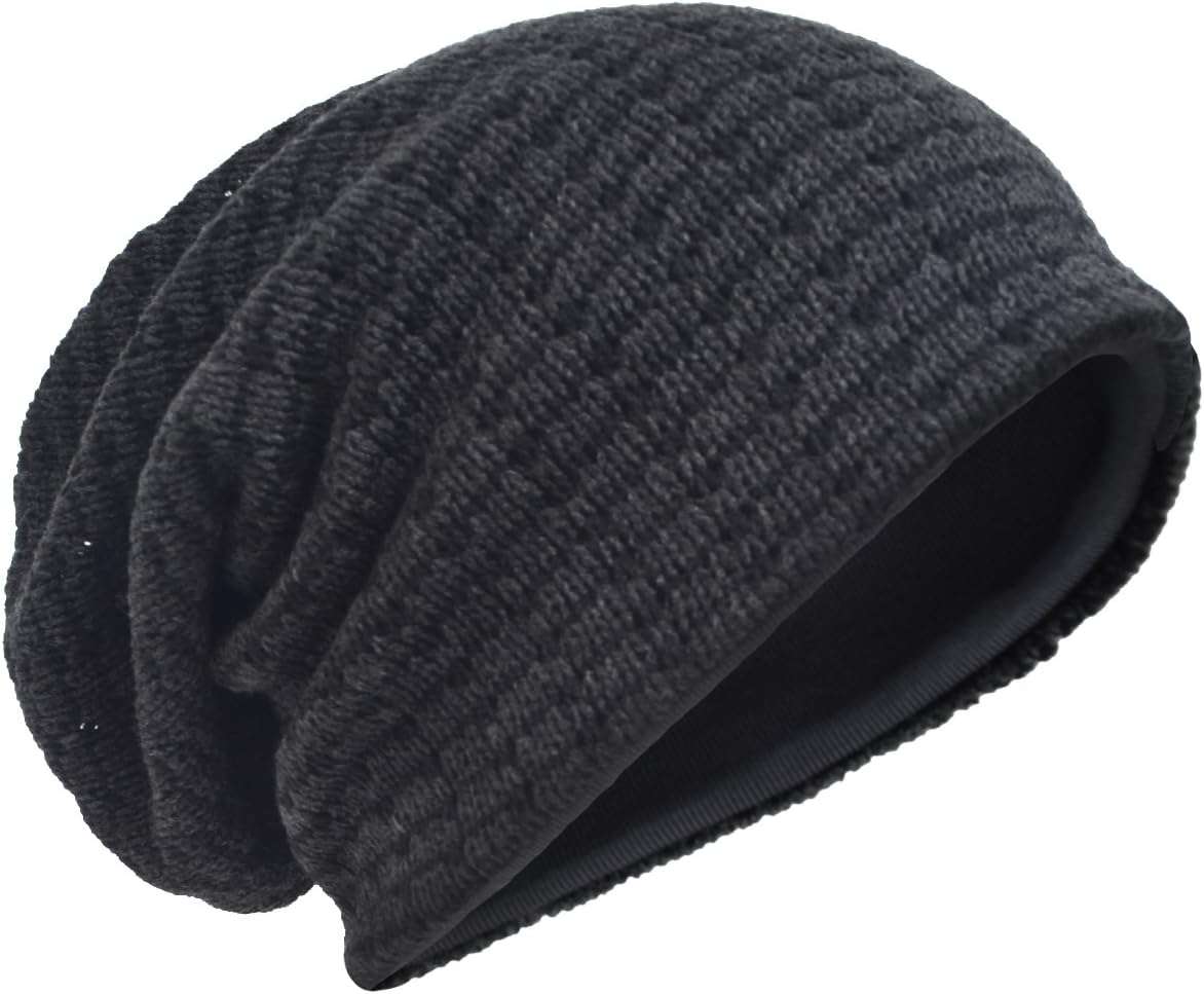 Z&s Men Oversize Skull Slouch Beanie Large skullcap Knit Ski Hat B08 (Dark Gray-5011) Apparel