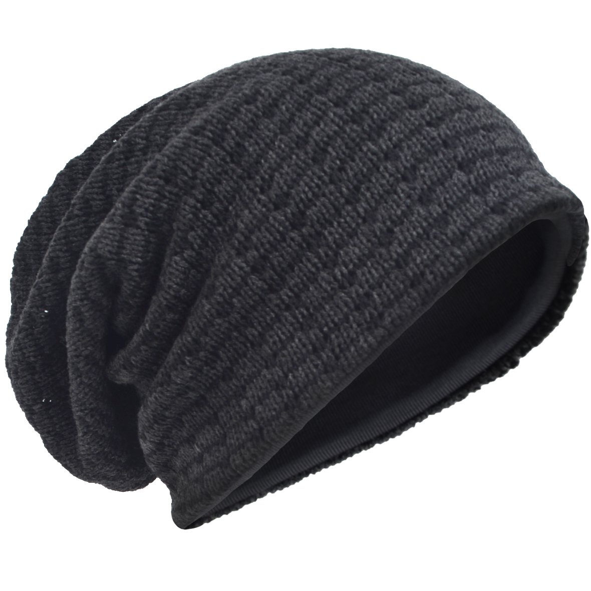 Z&s Men Oversize Skull Slouch Beanie Large skullcap Knit Ski Hat B08 (Dark Gray-5011) Apparel