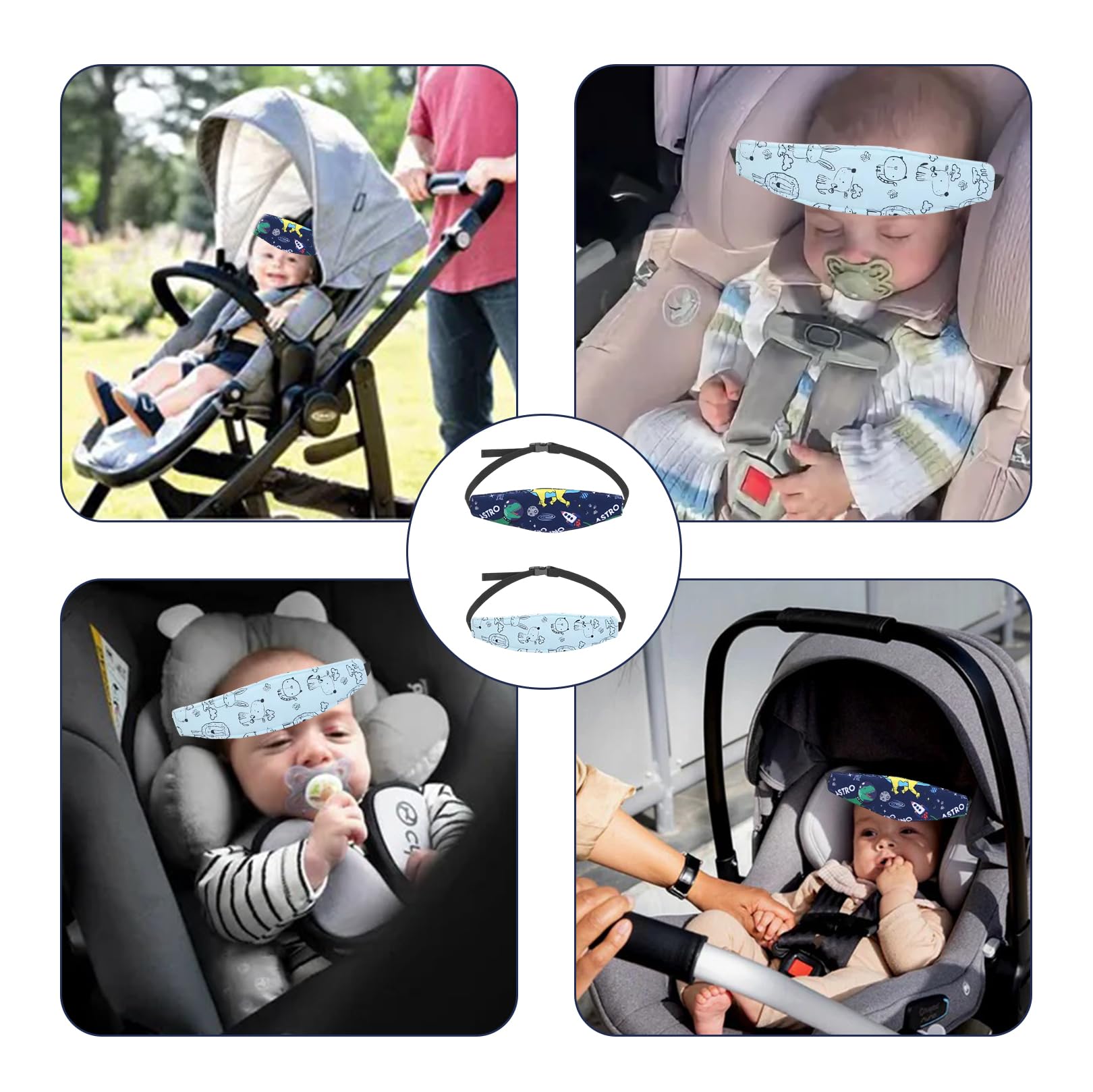 2 Pezzi Poggiatesta Auto Bambini,Cinturino Supporto Testa Bambini,Regolabile Auto Sicurezza Cinturino,Supporto Testa Seggiolino Auto,Fascia Poggiatesta,Accessori Reggitesta per Dormire Autos Bambinio
