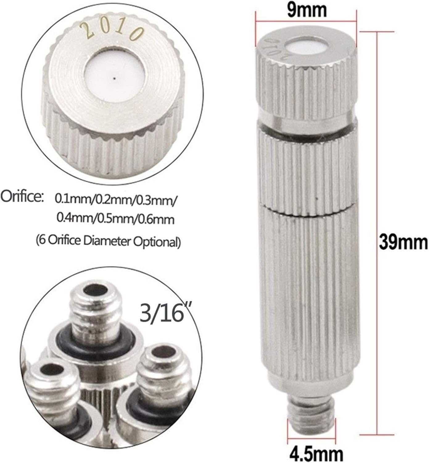 50pcs Misting Nozzle Kit for Cooling System Brass Mister Nozzles High Pressure 3/16" Threaded, Garden Water Mister, Fog Nozzles, Anti-drip Fogging Spray Head (Size : 0.5mm)