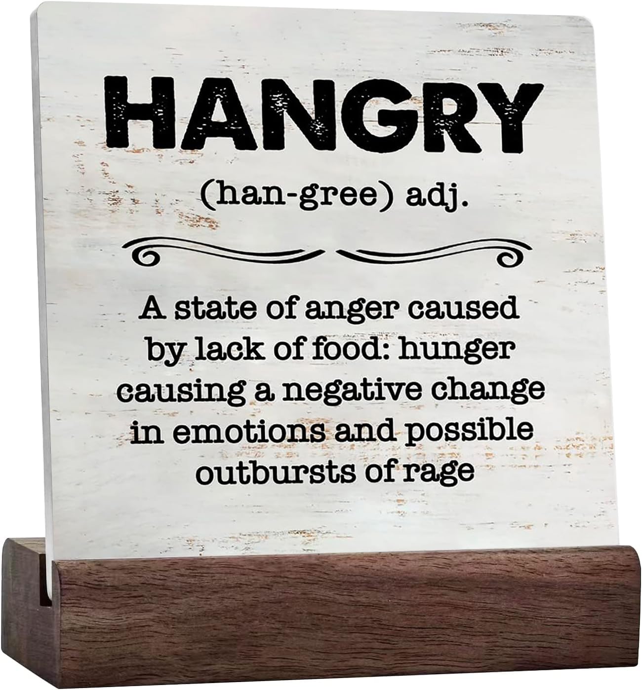 Rustic Hangry Definition Hangry Sign Farmhouse Home Kitchen Desk Shelf Decor Ceramic Table Plaque With Wooden Stand Desk Decor Rustic Plaque For Wall Shelf Tabletop Decoration Home Kitchen