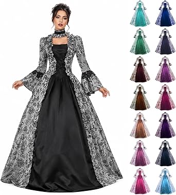 Victorian Dress for Women Plus Size Renaissance Costume Gown Gothic Medieval Historical Halloween Vampire Adults