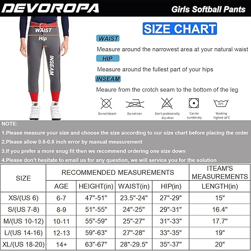 Miniatura 6 de DEVOROPA Pantalones de béisbol duraderos para niños y jóvenes, UPF 50+ para niñas, pantalones de softball, con bolsillos con cinturón