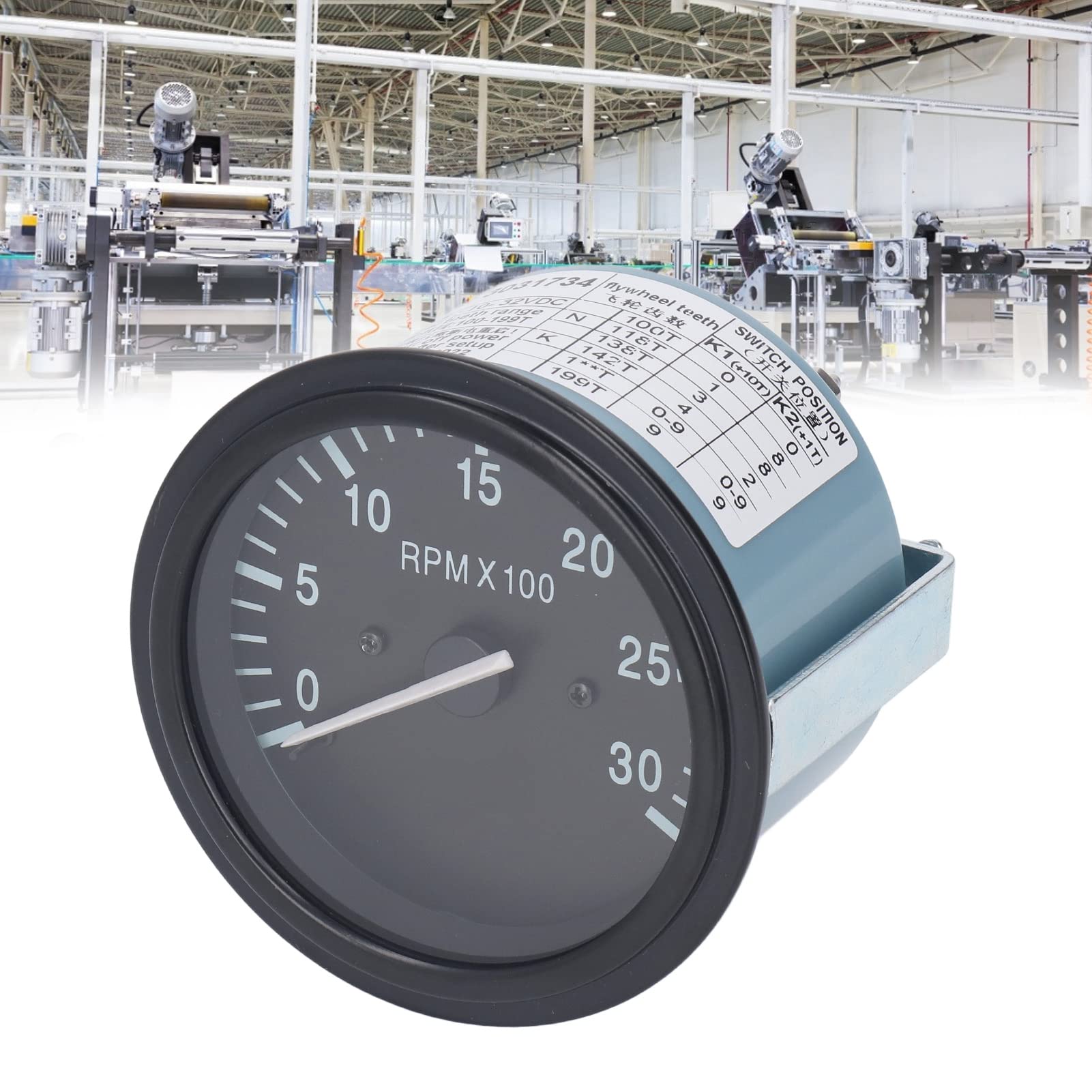 3031734 Medidor de Tacómetro del Motor, Medidor de Tacómetro Azul Universal para Automóvil Luz Negra entre Cambios 0-3000 RPM Indicador de Presión de Aceite para Generador DC10-32V