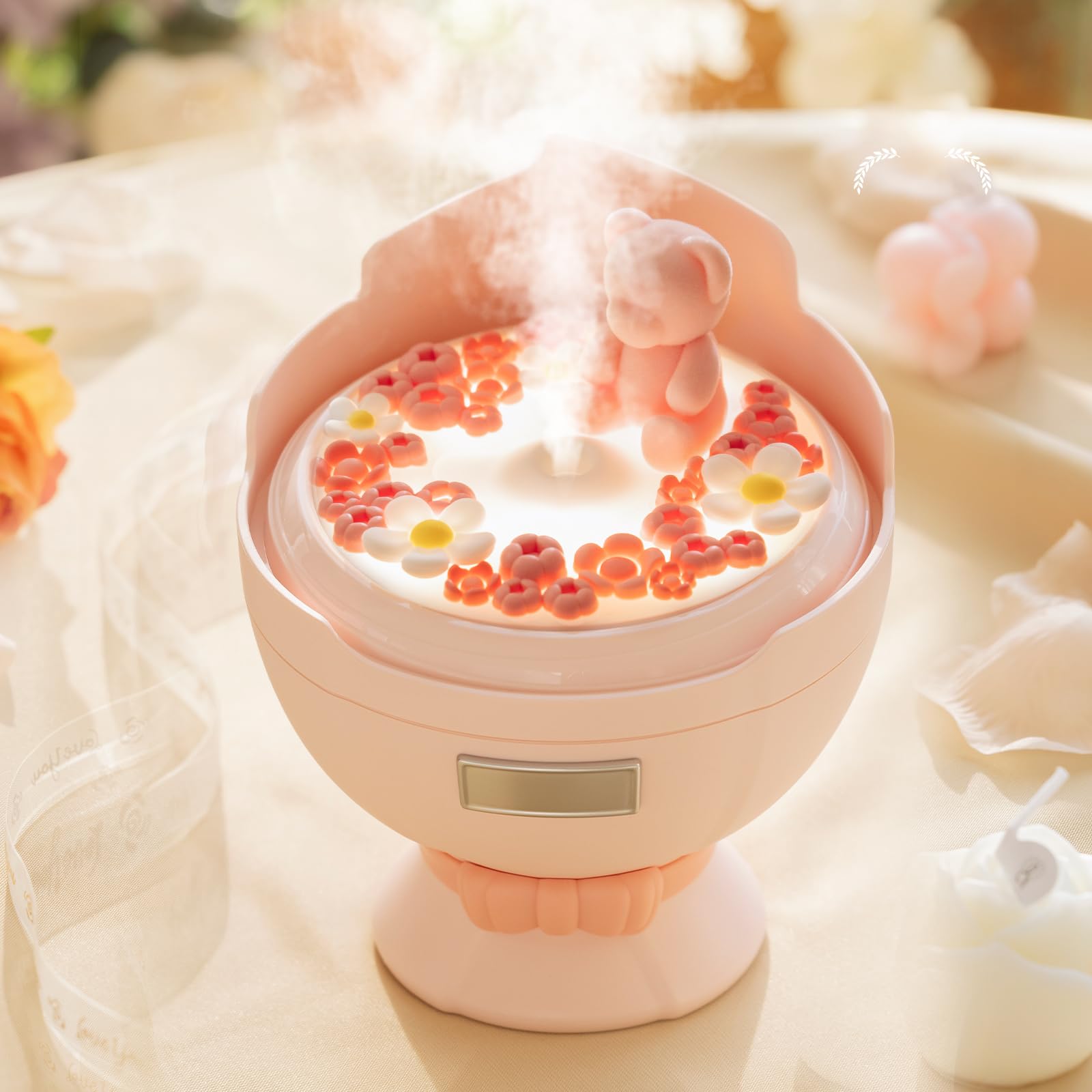 Flower Bouquet Humidifier for Bedroom Home Office-230ML Air Humidifier with Night Light & Timer, 2 Spray Modes Rechargeable Portable Desk Humidifiers for Travel, Gifts for Mom Girlfriend (Pink)-image-28