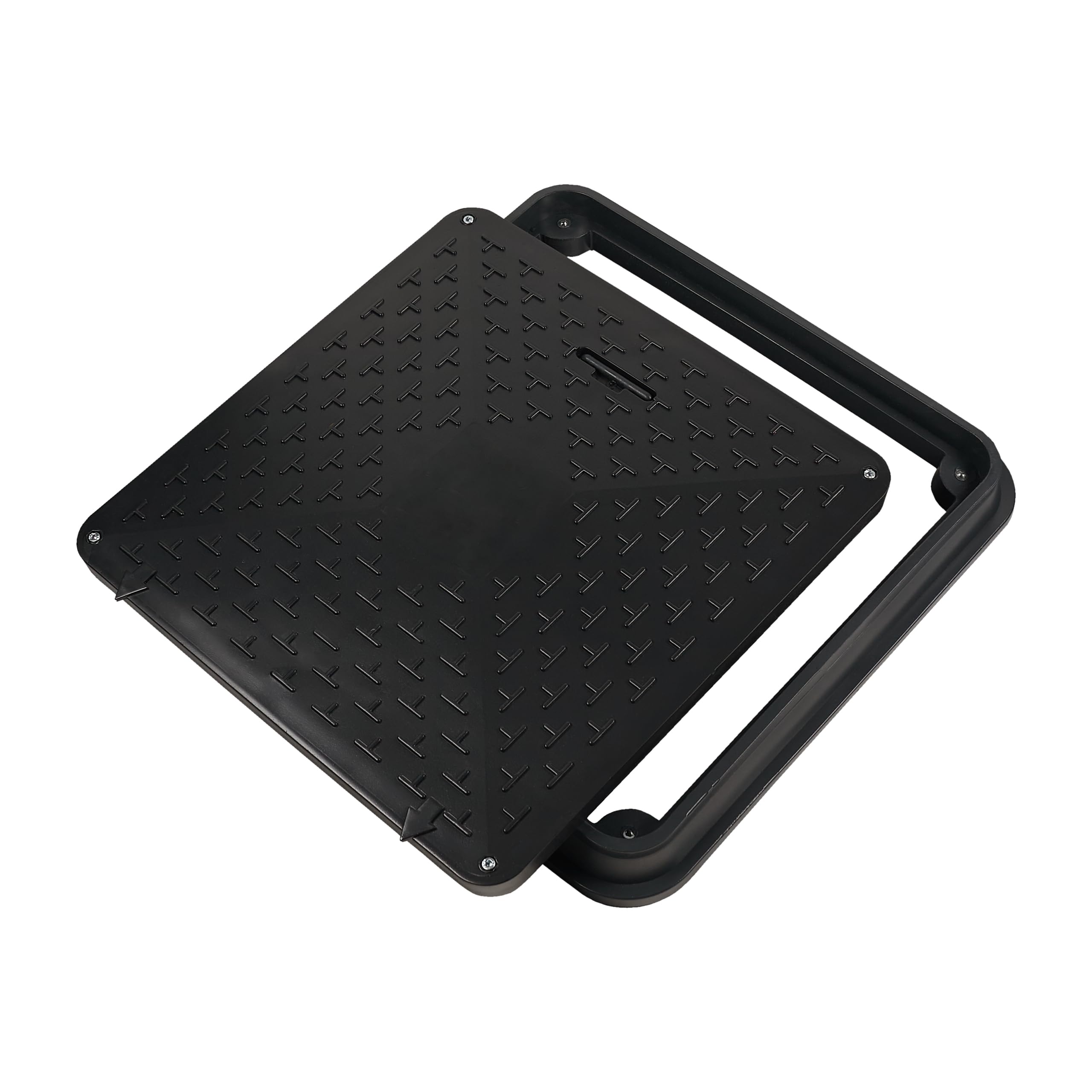 Varile 72cm quadratische Schachtabdeckung mit Griff - belastbar bis 1,5t (Schwarz)