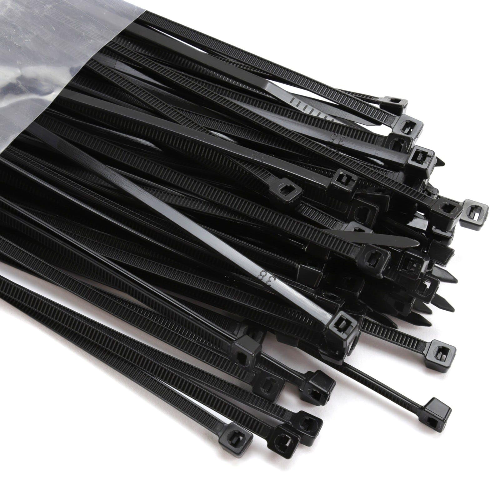Kenable Black Cable Ties 300Mm X 3.5Mm Nylon 66 Ul Approved Zip Ties Heavy Duty For Cable Management Organising Wire Bundling 18Kg Rated 100 Pack