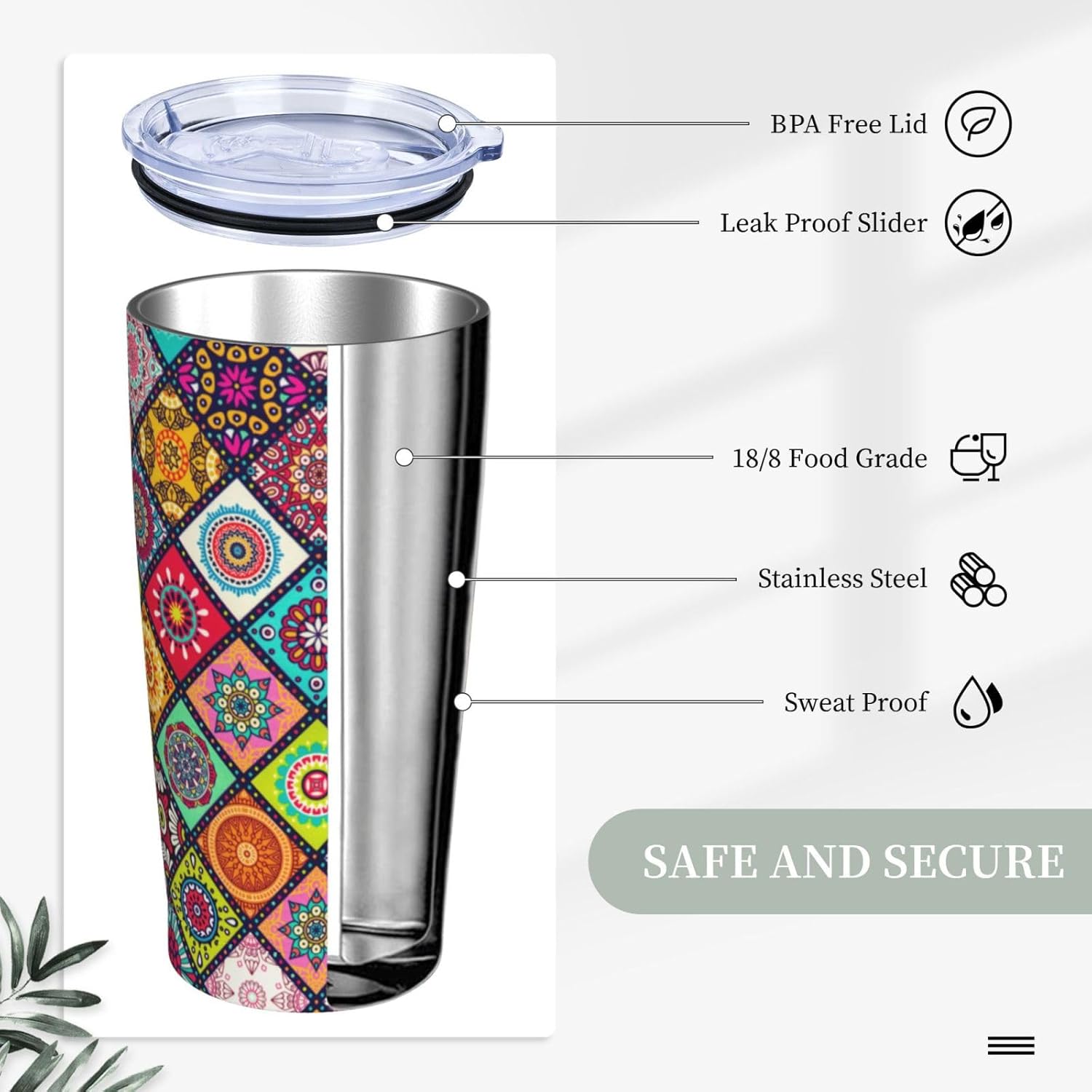 Vintage Floral Tumbler, Flower 20oz Stainless Steel Insulated Travel Tumblers,Travel Coffee Mug with Lid and Straw Cups Gifts for Women Men - Image 4