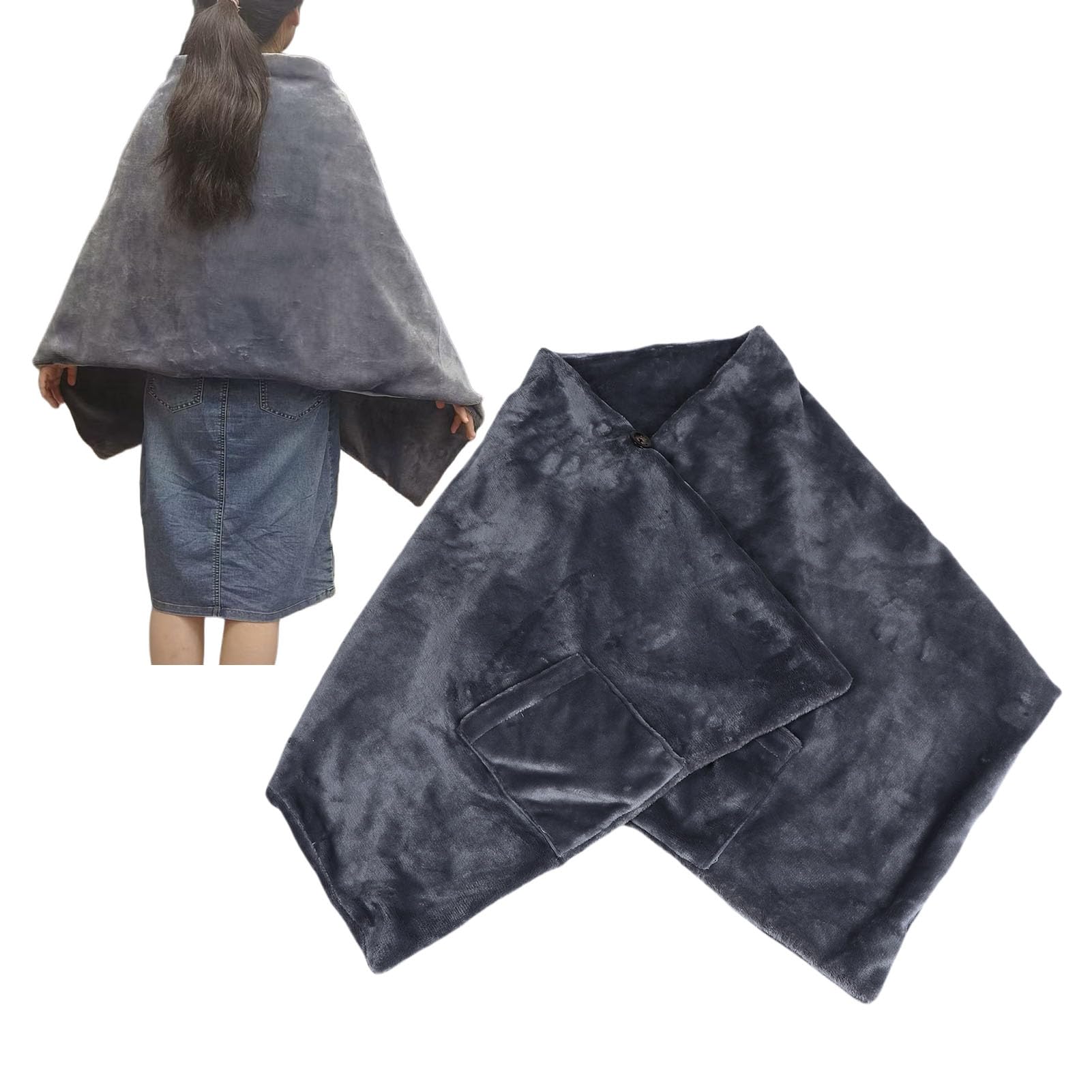 VGEBY Coperta Riscaldata, Coperta Riscaldante Elettrica Morbida Indossabile USB per Ufficio, Casa, Campeggio, 160 X 60 Cm con Tre Impostazioni di Temperatura