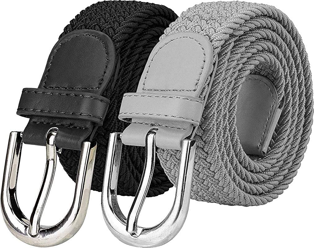 Stretchable Braided Cotton Belt for Women, Ladies Belt,Combo of 2 Pack Free Size Black Grey Color Stretchable Belt-image-17