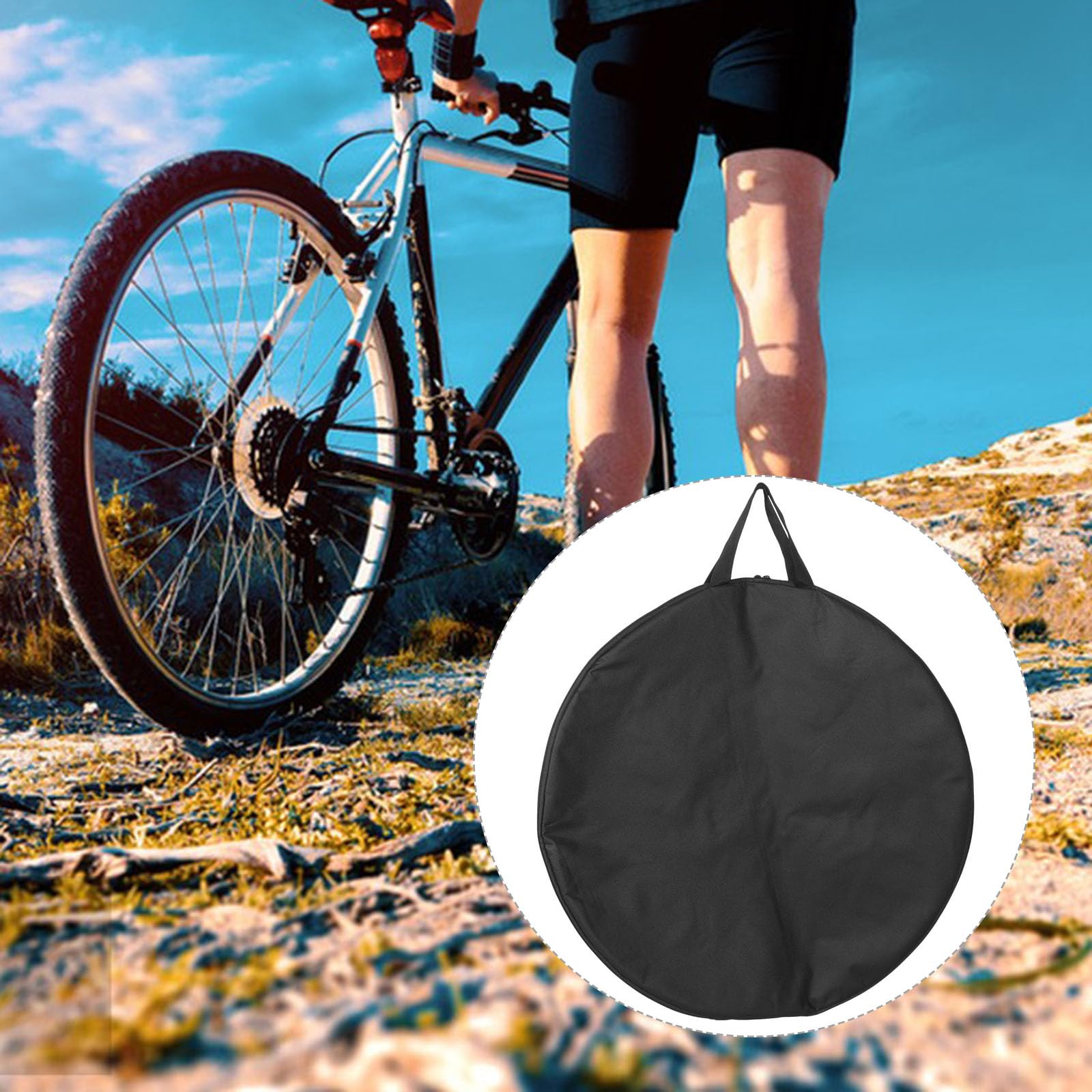 Fahrrad Radaufbewahrungstasche 70cm Gepolsterte Felgentasche aus Schwarzem Nylon Wiederverwendbare Mountainbike und Rennrad Felgenhülle für Vorder und Hinterräder