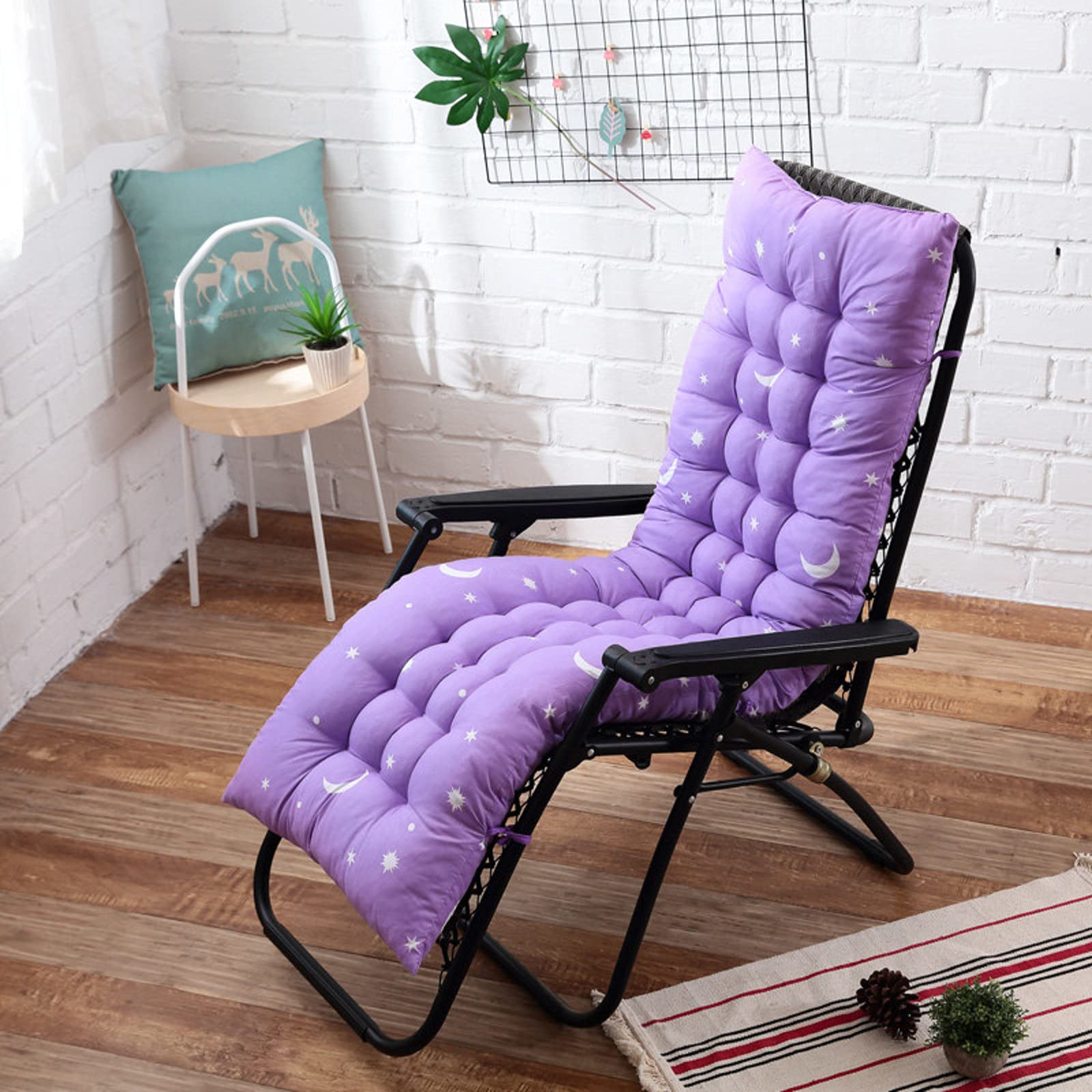 ADSEA Indoor Bench Cushion,Solid Color Lounger Patio Cushion,Soft High Back Reclining Chair Cushion,With Ties For Patio Chairs-F 125x48x8cm(49x19x3inch)