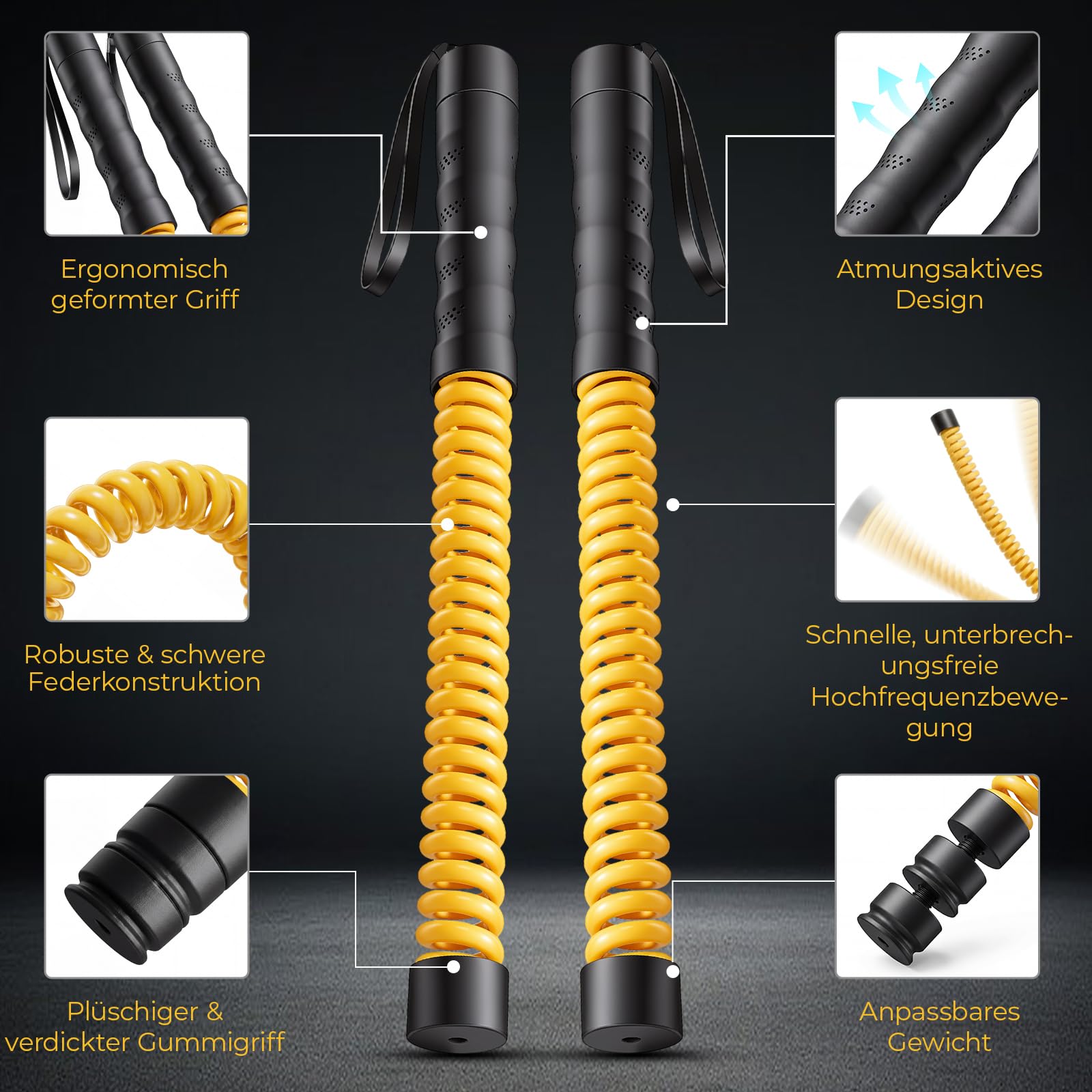 Battle Rope senza corda per l'allenamento domestico, Ropeless Battle Ropes con 4 contrappesi da 50 g e custodia, ponderate cordless Battle Ropes per HIIT, Forza & Cardio Training