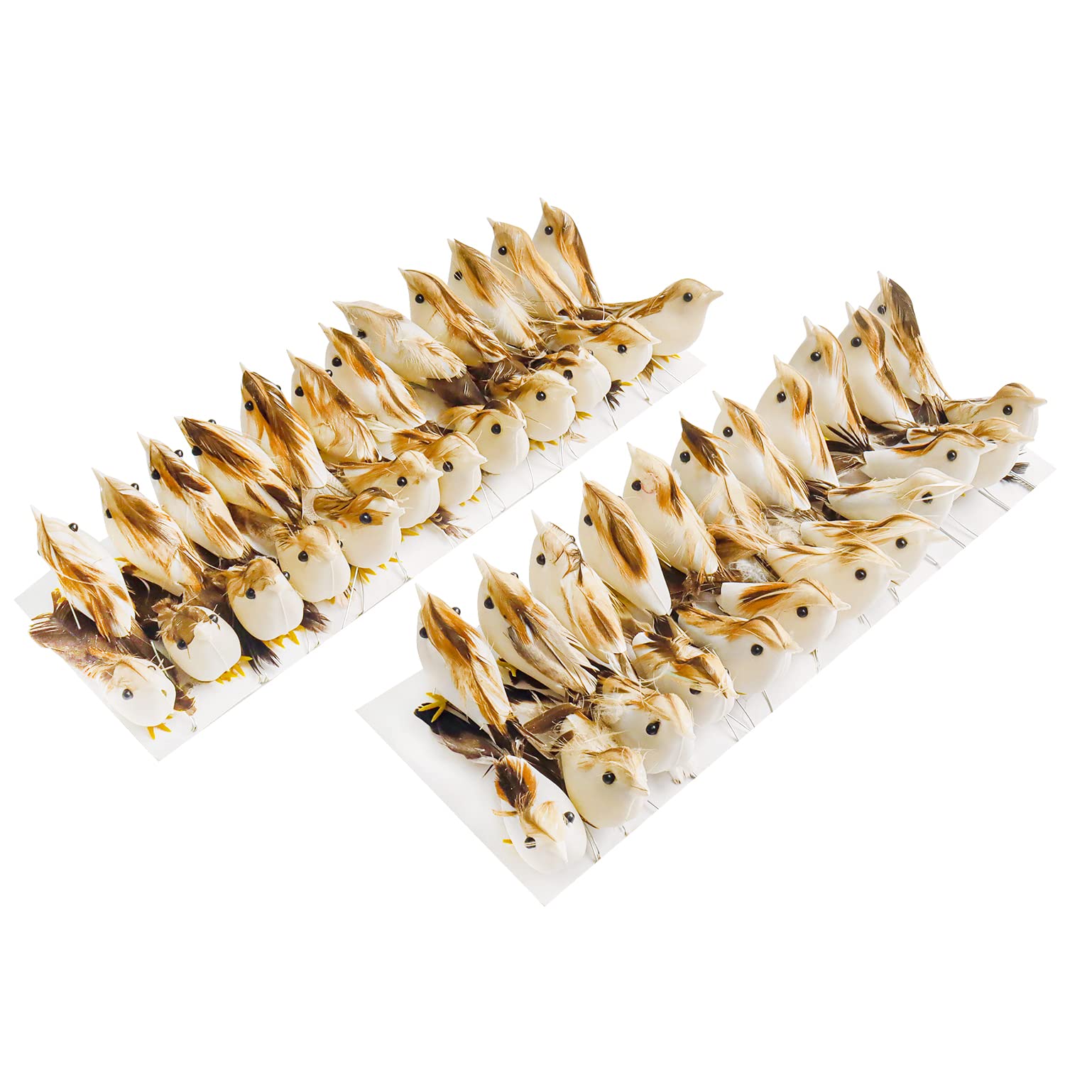 Warmtree 48 Pcs Artificial Simulation Birds Feather Mini Bird Decorative Fake Birds for Craft Home Ornaments Garden Wedding Decoration Embellishing
