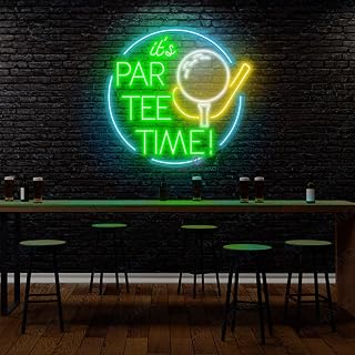 Waterproof Super Large Size Remote Included - Neon Golf Signs Party Neon Sign Led Light It's Par-Tee Time Neon Sign Gift for Men Golf Club Decoration (Mix color 3-35x34")