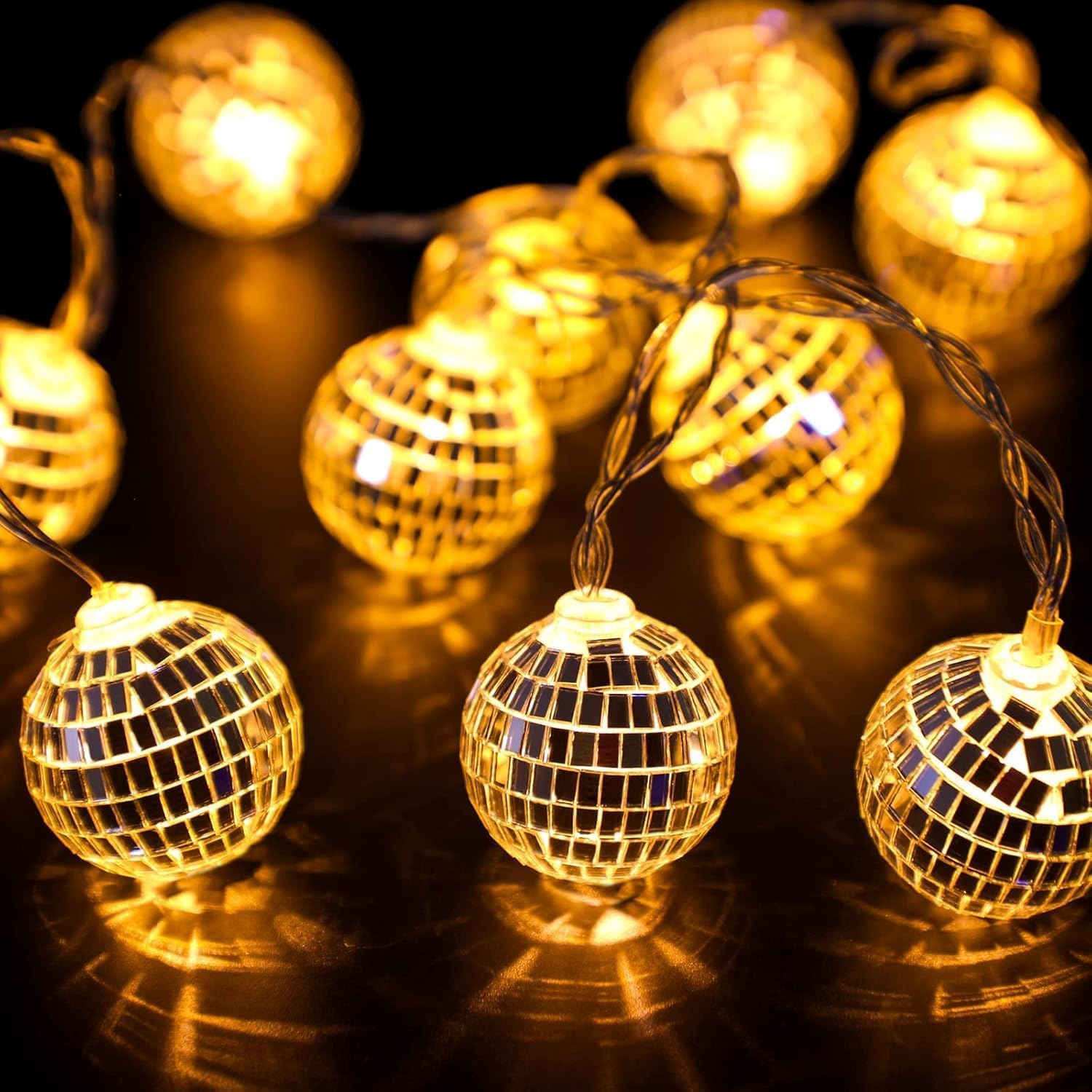 YeahBoom 20 LED Disco Ball Fairy Lights, 300 cm Mirror Ball String Lights, Disco Ball String Lights, Disco Party Light, Disco Mirror Ball Lights, Mini Disco Balls Ornaments, Fairy Lights Christmas โ image 1