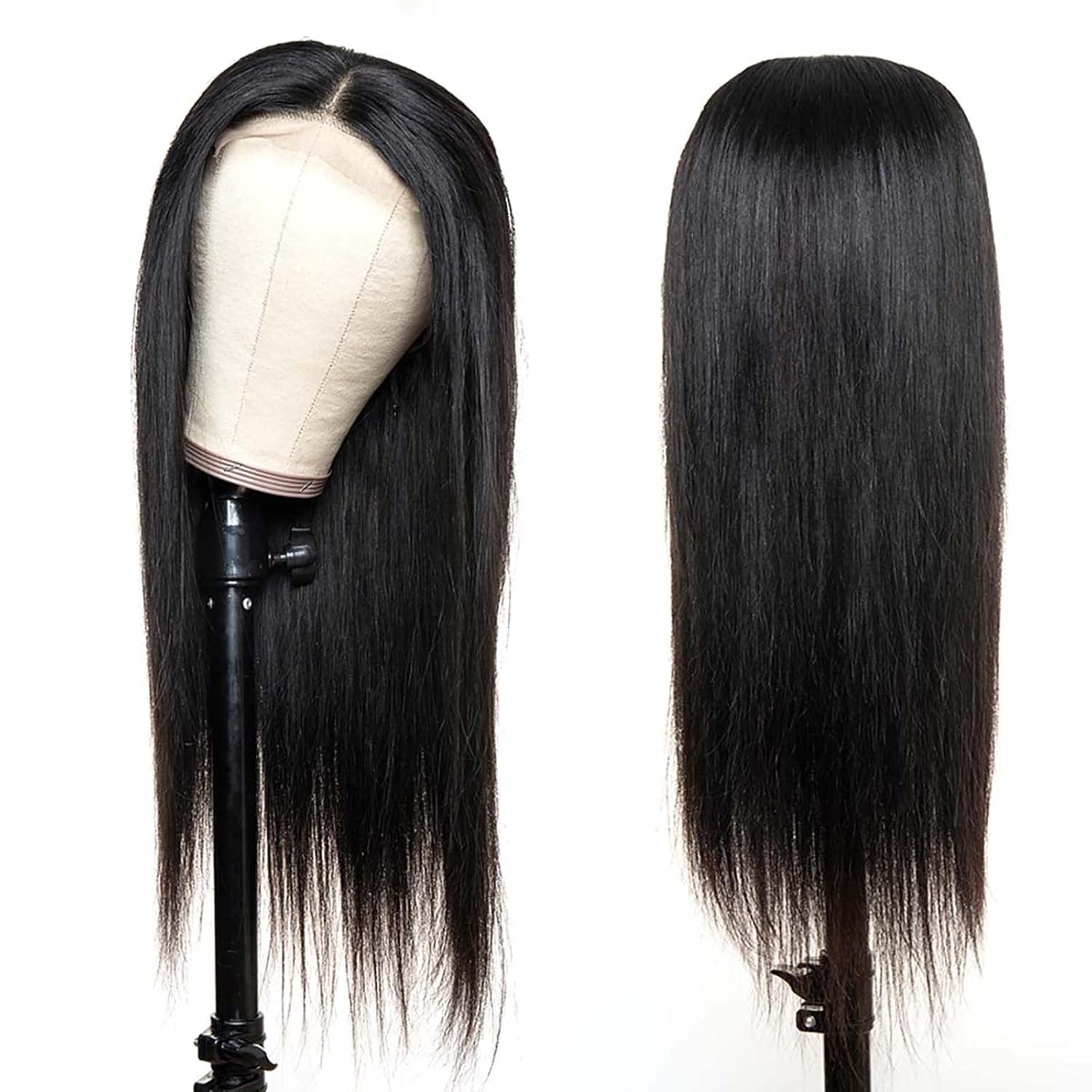 ZILING 22 Inch Straight Lace Front Wigs Human Hair 4x4 Lace Closure Wigs for Black Women 200 Density Wear and Go Glueless Wigs Human Hair