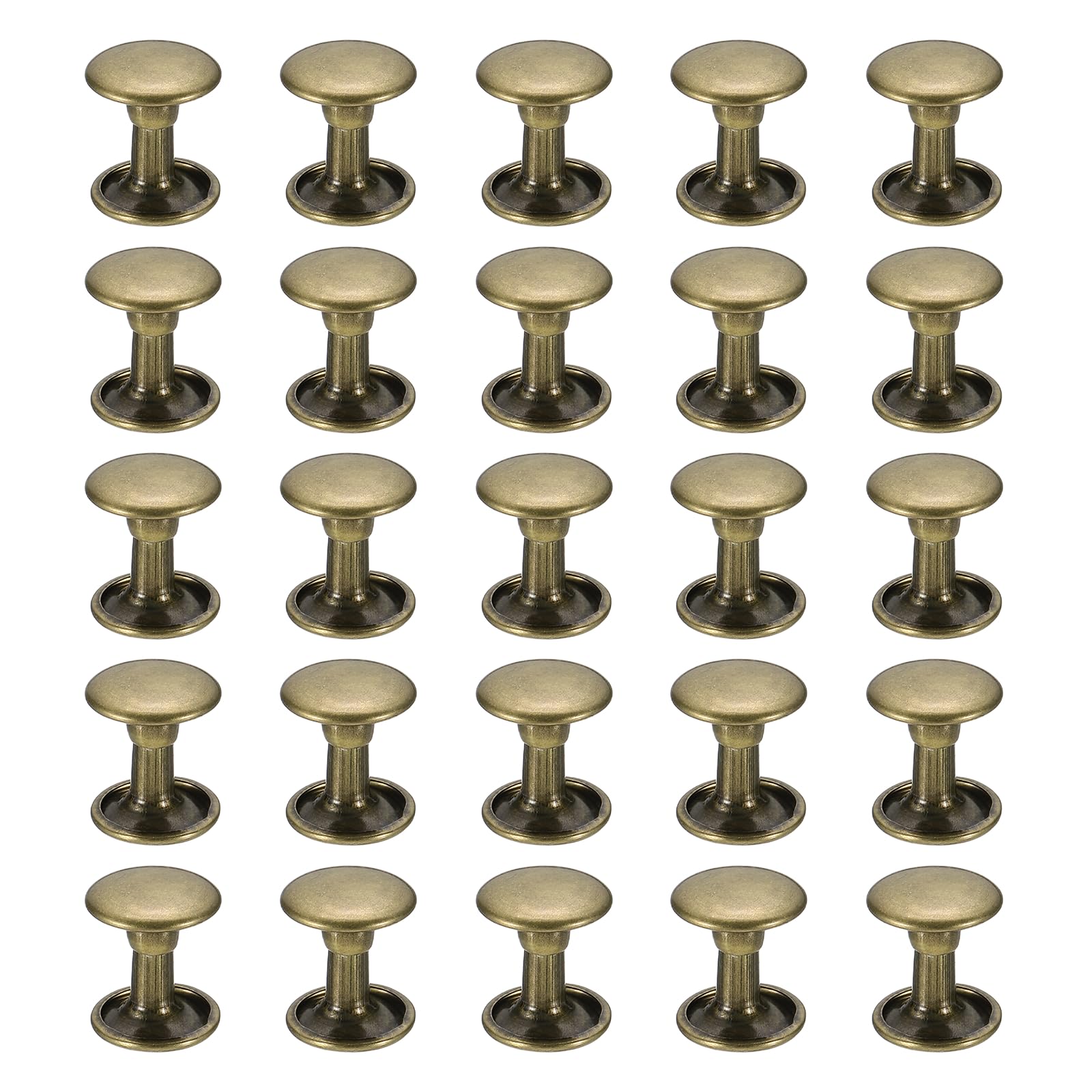 PATIKIL Leather Rivets, 160Sets Carbon Steel Double Cap Rivet Kits Craft Replacement Accessories for Handbags Belts Clothes Shoes, Coppery (9 x 10 Mm)