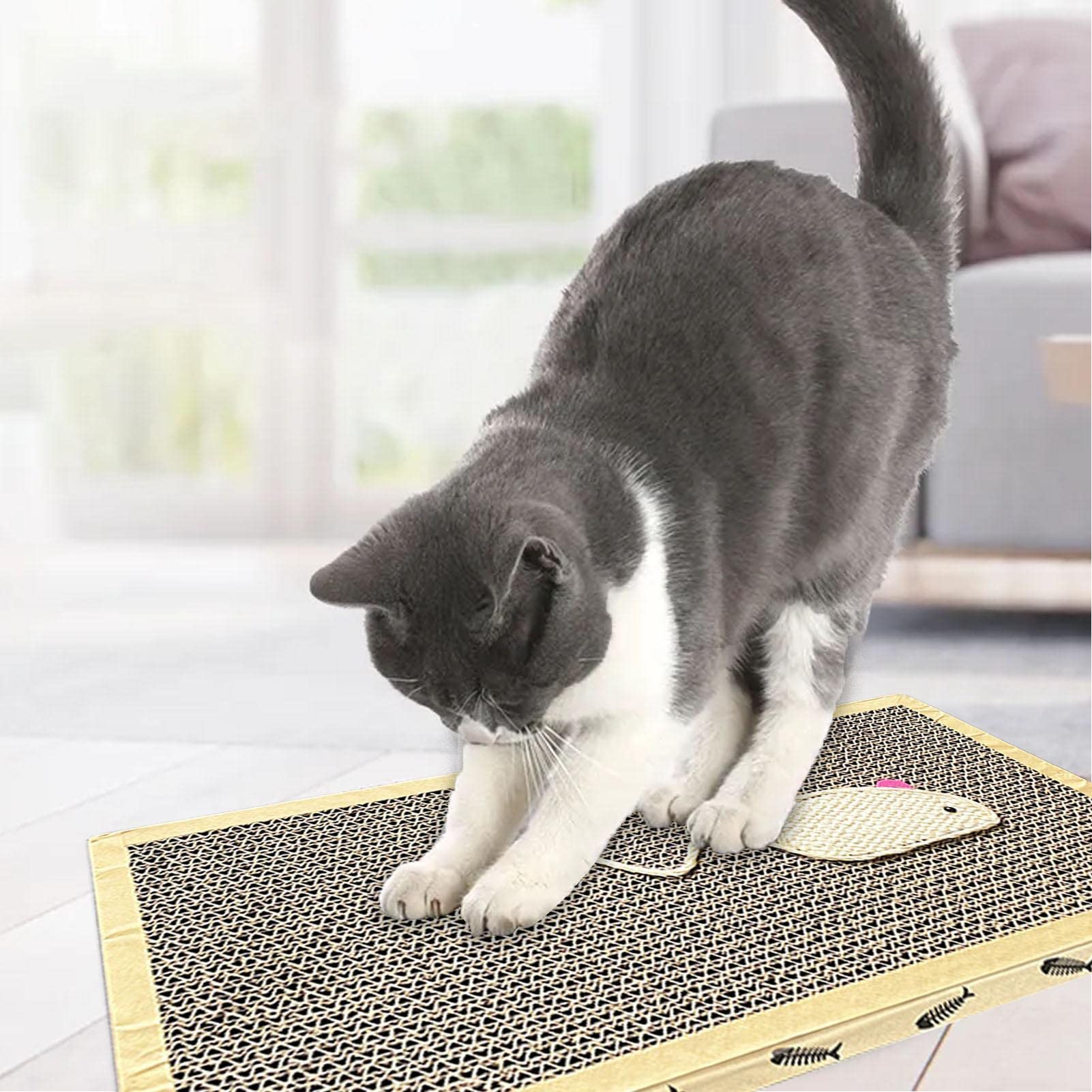 Katzenkratzbrett Aus Wellpappe – Mit Katzenminze, Doppelseitig & Gebogen, 2 Stück (43x20,5x3 Cm)