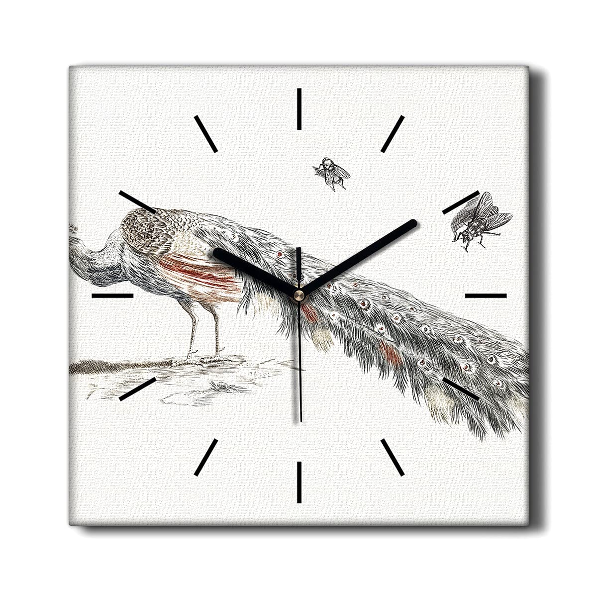 Horloge murale sans tic-tac oiseau sur toile fini les bruits dans le salon