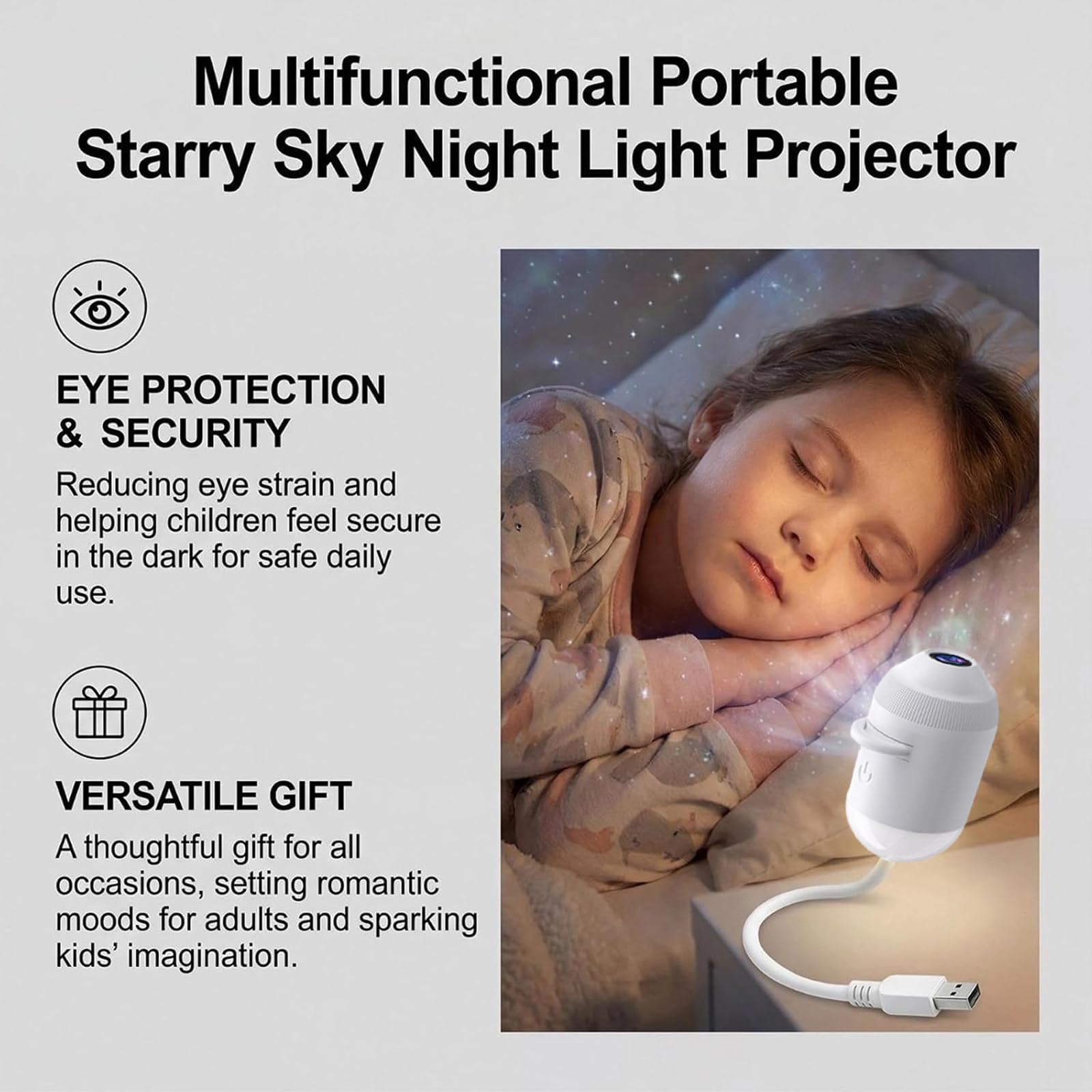 plug-and-play hd-sternenprojektor,Galaxy Dream Projector,galaxy Projector Night Light,2-in-1 Galaxyprojector Night Light,2-in-1 Sternenhimmel Projektor 12 Schiebbare Projektionsfolien,für Schlafzimmer