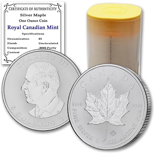 2026 - Lot of (25) 1 oz Canadian Maple Leaf Silver Coins Brilliant Uncirculated with Certificates of Authenticity $5 Seller BU