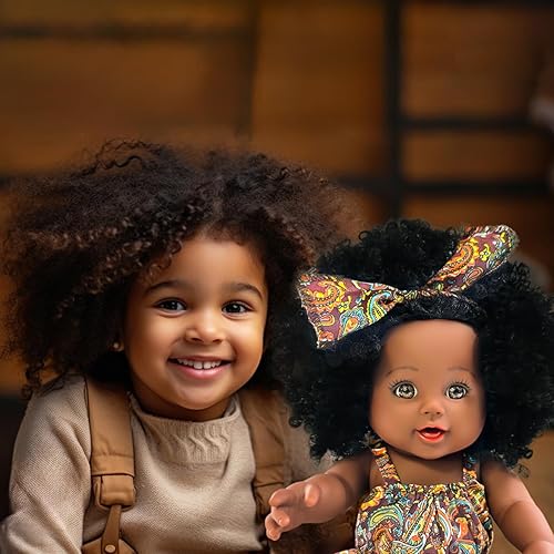 Miniatura 7 de Nice2you Muñeca de bebé negra de 12 pulgadas, muñecas negras afroamericanas para niñas de 1, 2, 3, 4, 5 años, muñeca realista Reborn de 12 pulgadas