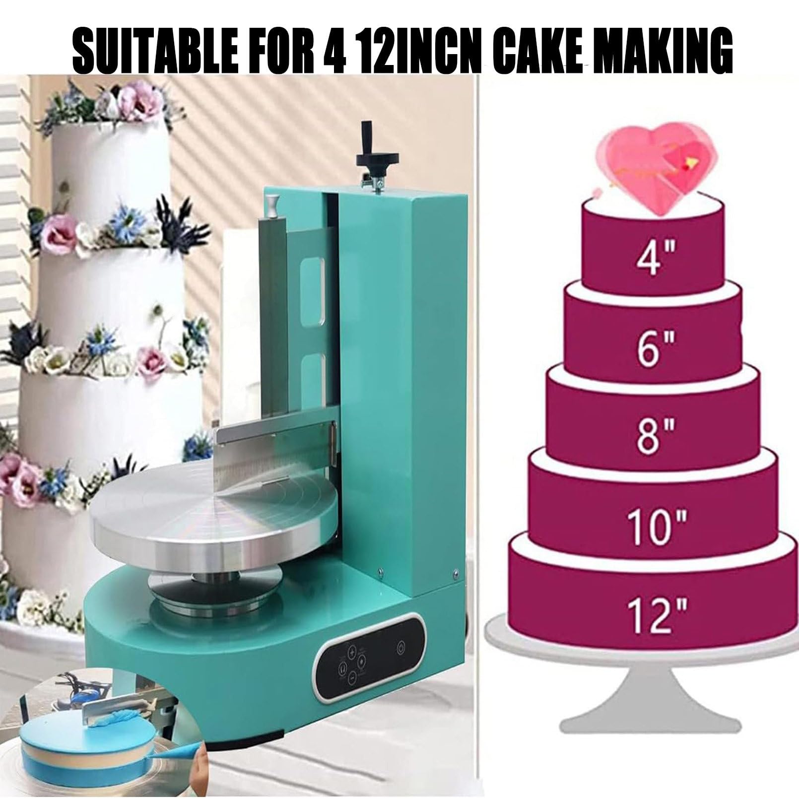 Macchina per glassa per Torte, Macchina Automatica per Decorare Torte - Strumento per Lisciare e raschiare la glassa Senza Sforzo per la Cottura Professionale