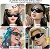Lentes de sol Y2K envolventes para mujer y hombre, geniales para festivales y rave, estilo retro de los 90 y 2000, futuristas, con marco curvo grueso, lentes recortados modernos, protección UV, deportivos, para senderismo, correr y fiestas 7