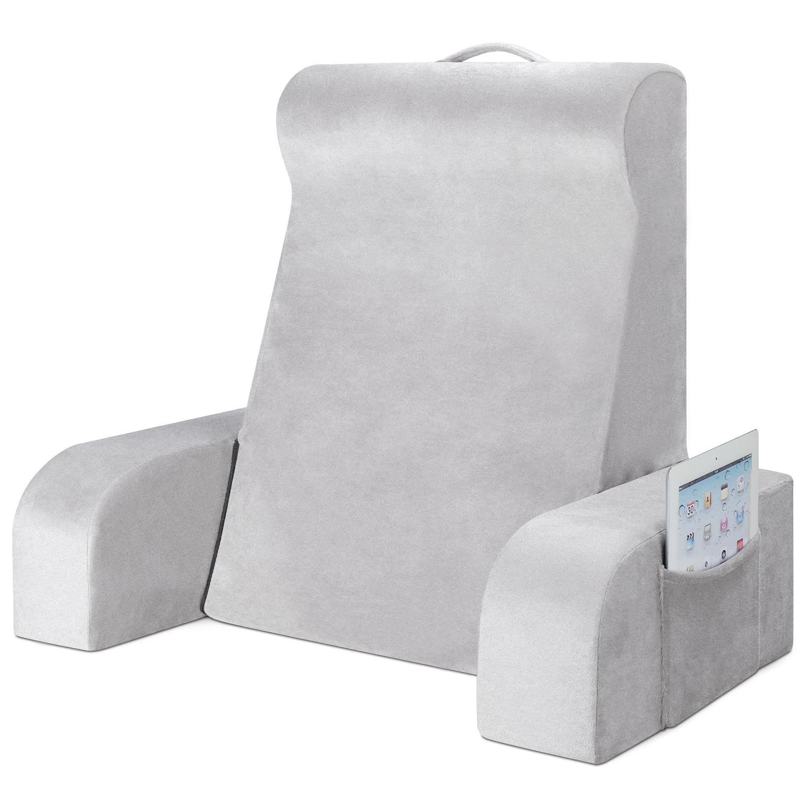 Photo 1 of Bed Reading Pillow, Back Support with Removable Arms for Sitting up in Bed, Backrest with Ultra-Comfy Washable Velvet Cover for Relaxing, Reading, or Watching TV - 24 in 24-inch