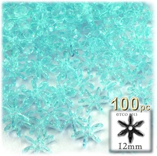 Miniatura 5 de 100pc facetado plástico transparente perlas Starflake 0.472 in azul claro