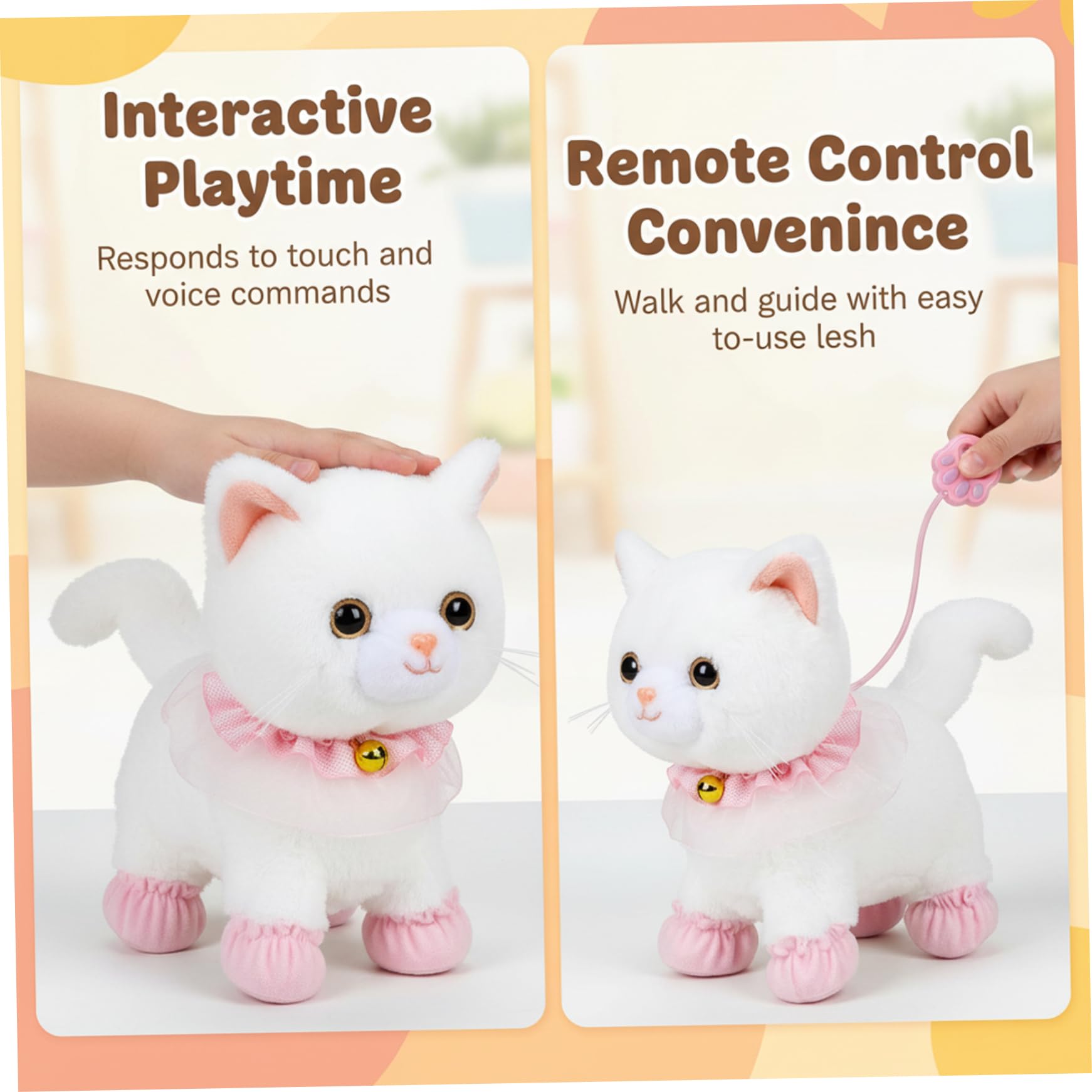 Jorzer Giochi per gatti per bambini Gatto robot interattivo con attivazione vocale e tattile con guinzaglio telecomandato Gattino parlante che cammina per ragazzi e ragazze