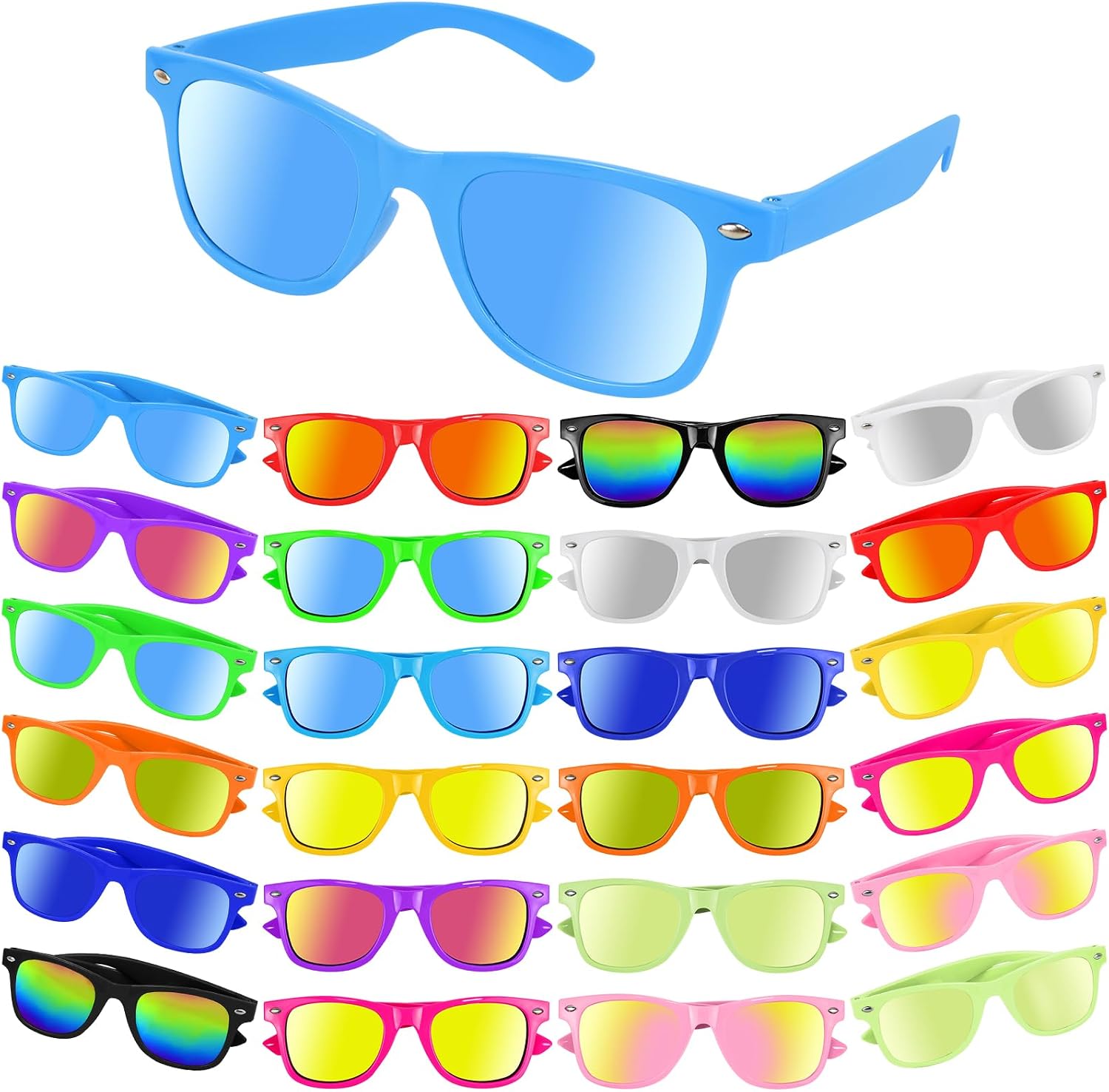 CHRORINE Neon Party Sunglasses Bulk 12 Pack 80s Retro Favors for Beach Summer Wedding Birthday Pool Party Supplies
