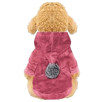 Dog Hoodie, YAODHAOD Winter Soft Flannel Dog Pullover Sweatshirts Coat for Puppy Small Medium Dogs Clothes Apparel (M, Pink)