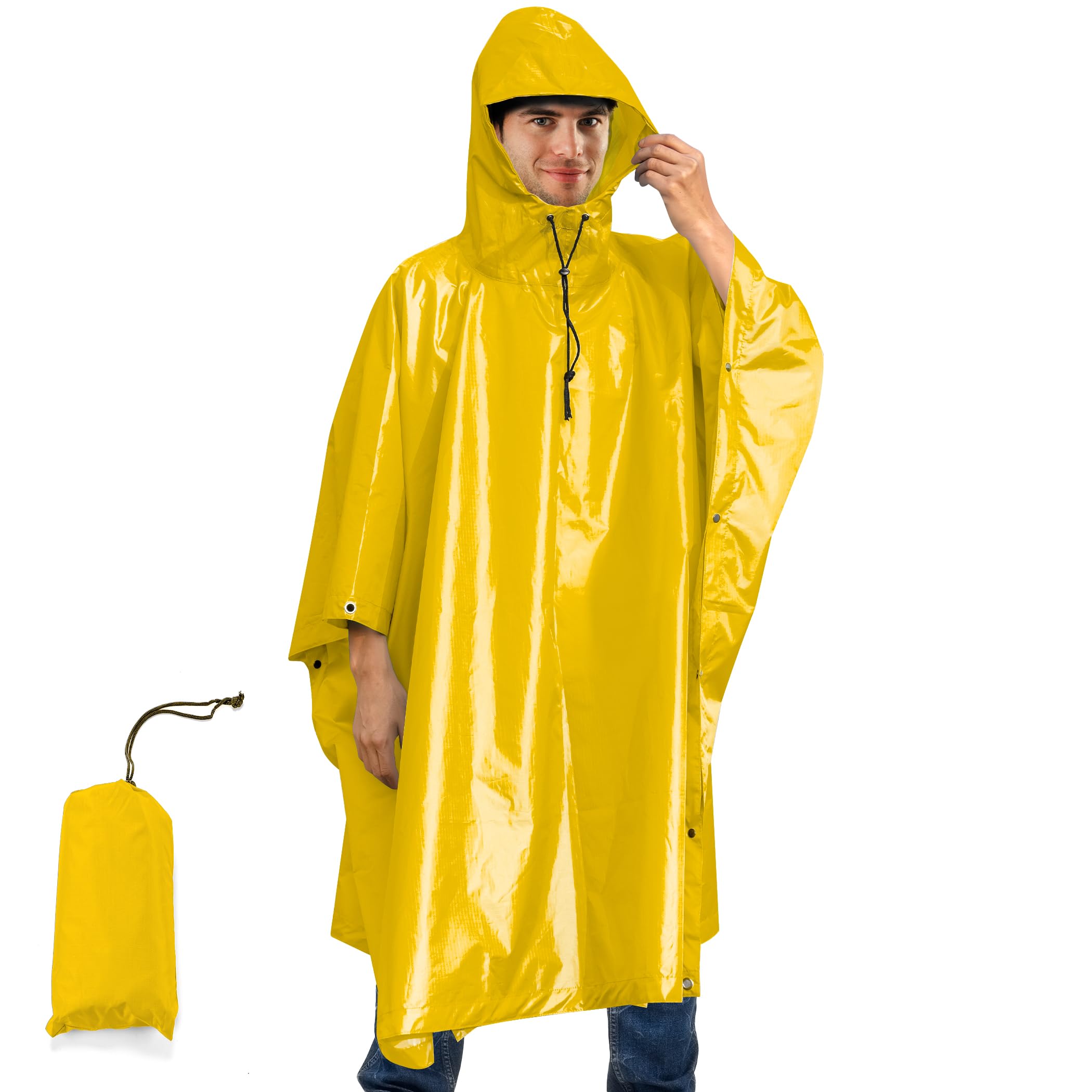 Sensong Regenponcho, Wasserdicht Regencape mit Kapuze Multifunktionales | Regenmantel Wiederverwendbar Regenkleidung Faltbare Ripstop Damen Herren für Wandern Jagd Camping Angeln Täglichen Gebrauch