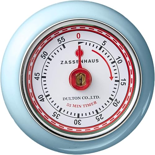 Miniatura 2 de Zassenhaus Temporizador de cocina retro magnético, temporizador de cocina mecánico clásico (azul claro)