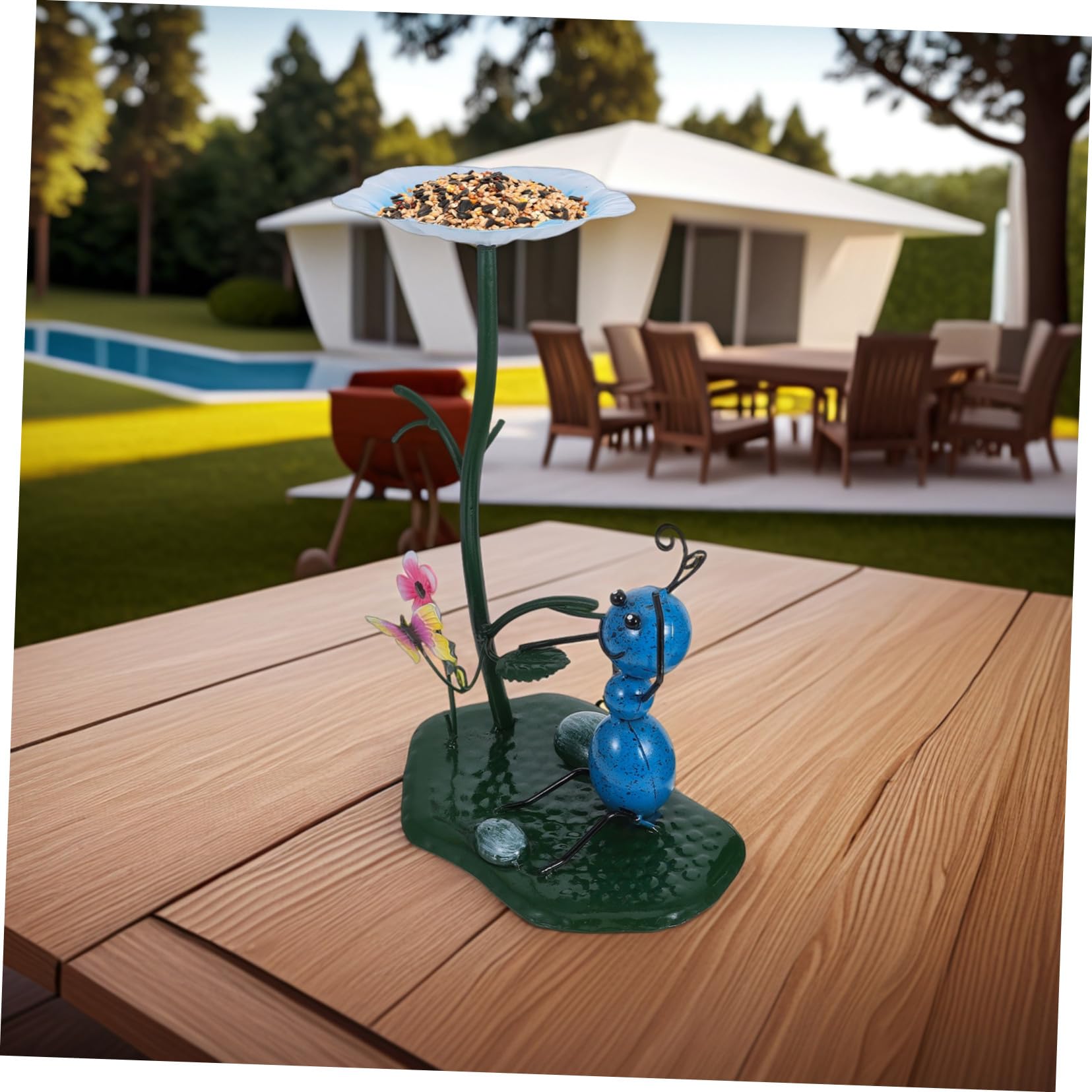 Toddmomy 2pezzi Mangiatoia Esterna per Uccelli Decorativa per Giardino e Casa Scultura Ornamentale Resistente Piatto per Cibo per Cortile Prato e Finestra