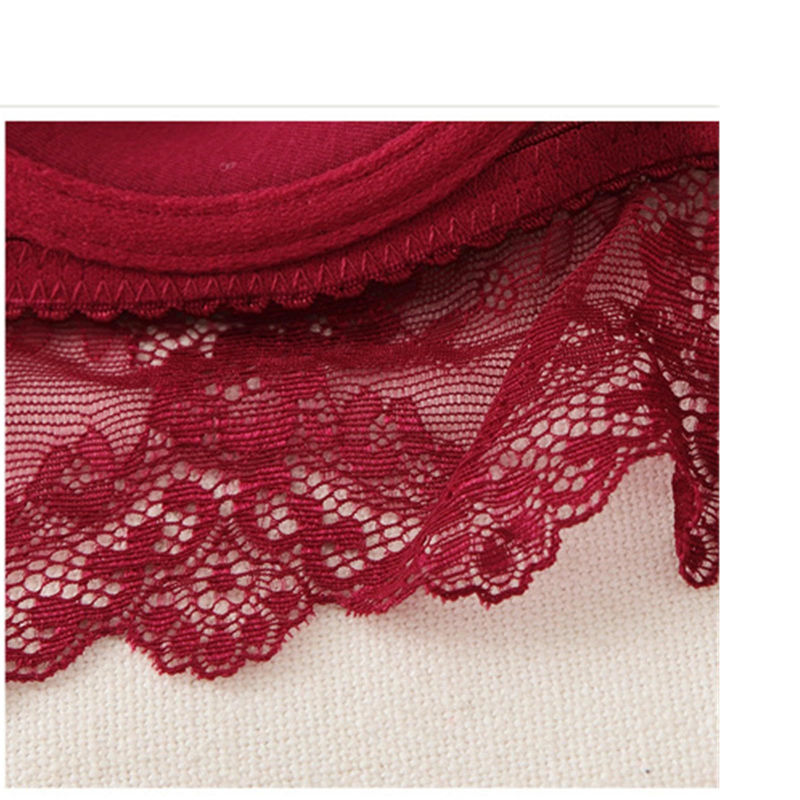 Biancheria Intima Donna in Biancheria Intima Sexy Francese in Pizzo Sottile Petto Piccolo Petto Raccolto Seno Set Reggiseno da Donna-rosso-70b