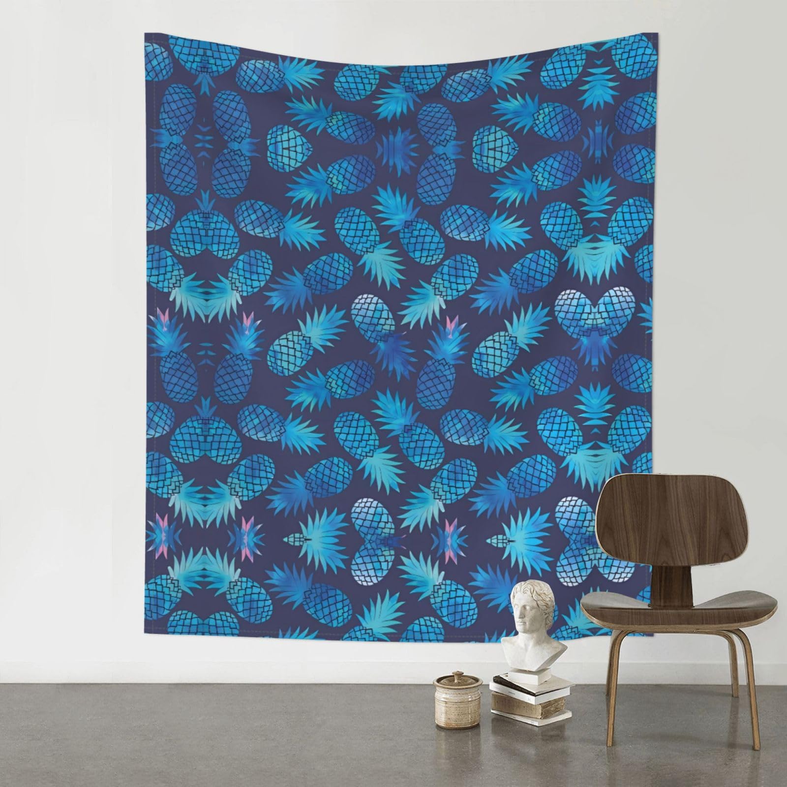 WHJSSF Blue pineapple Prints Wall Tapestry 60x51in - Boho Decor Throw for Bedroom, Dorm, Picnic & Outdoor Adventures