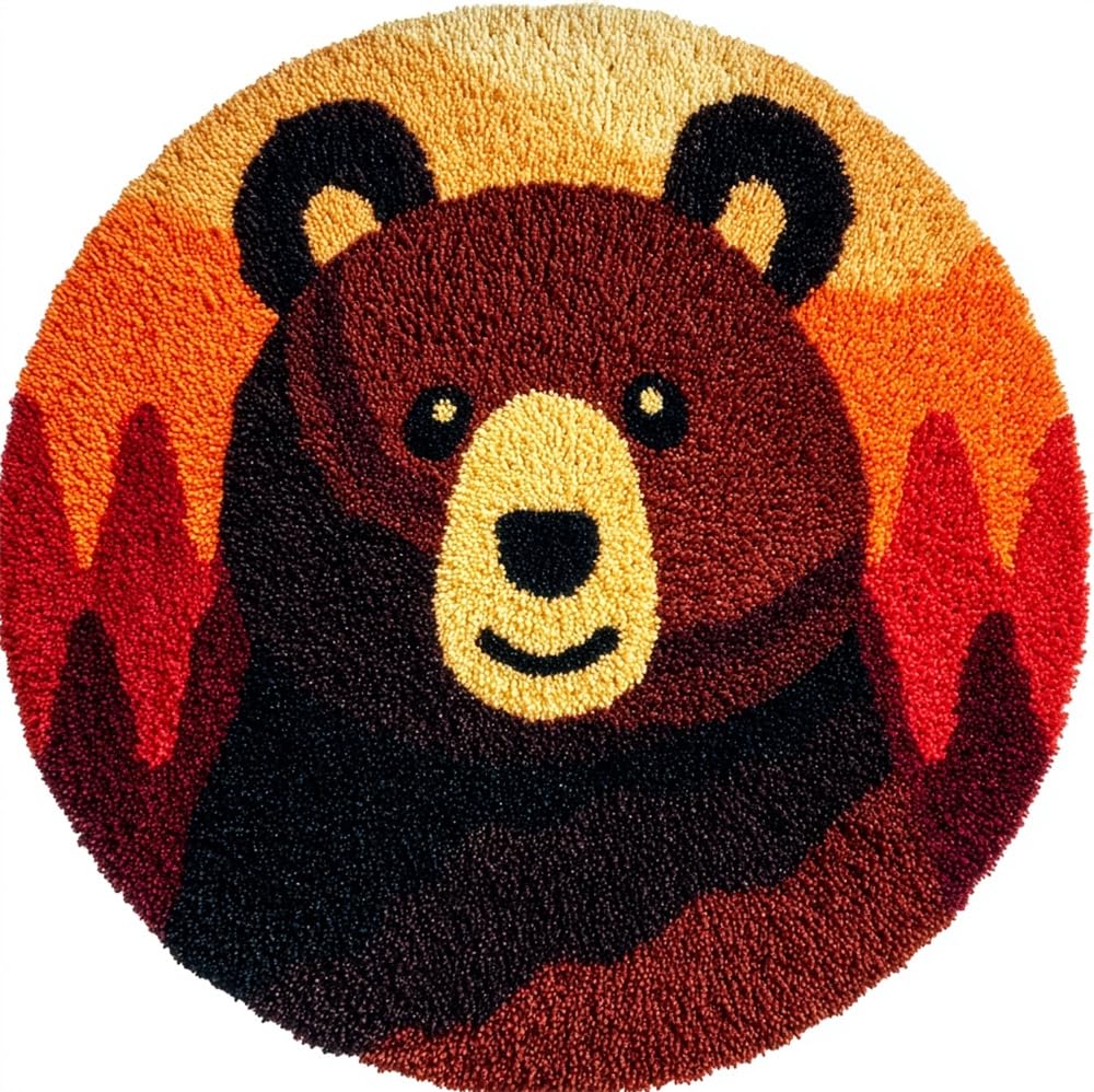 kitphoenix Rug Craft Kit Wild Brown Bear