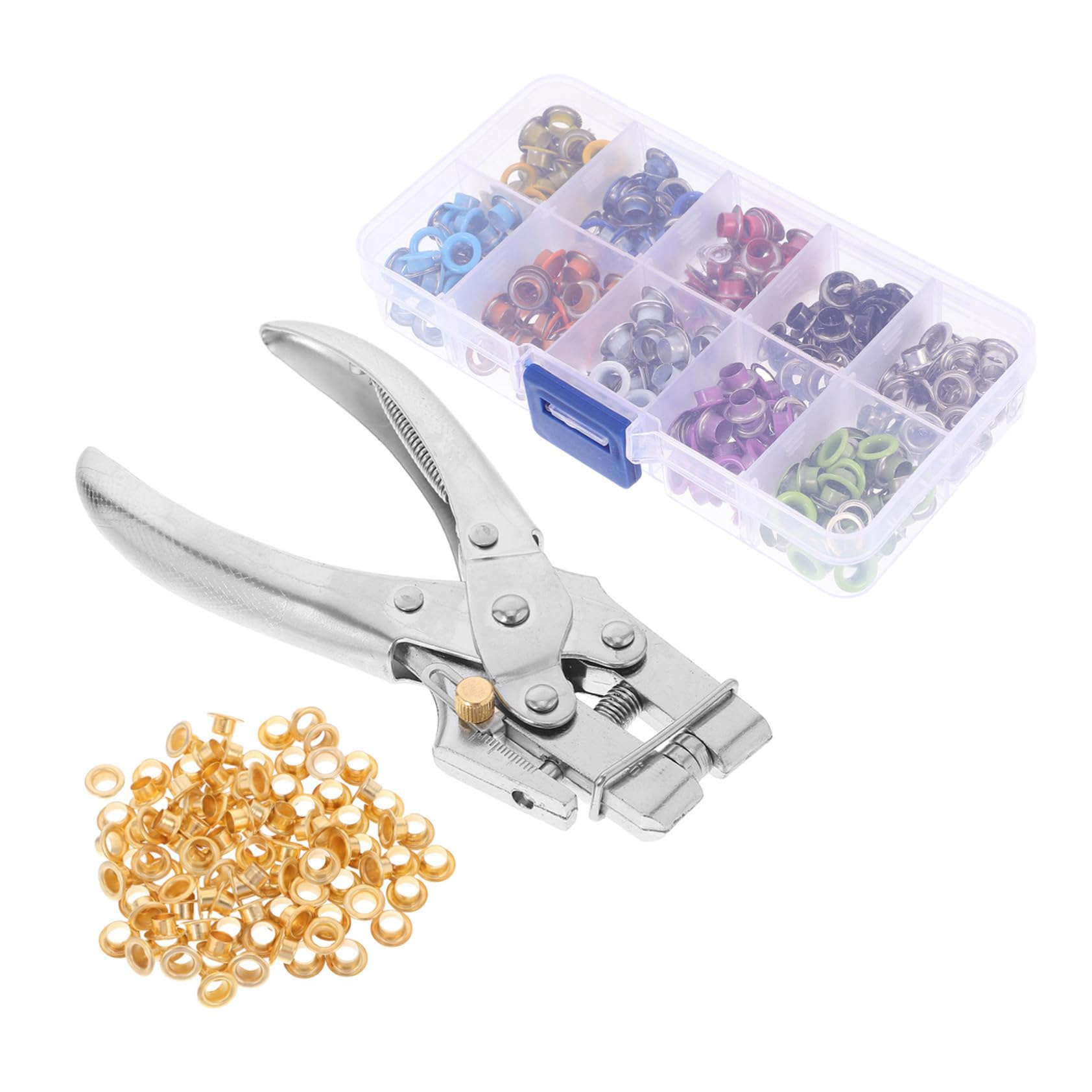 Kit Pinza per Occhielli Manuale in Ferro, 401 Pezzi, con Scatola Portaoggetti, per Tessuti, Teloni e Scatole, Leggero e Portatile
