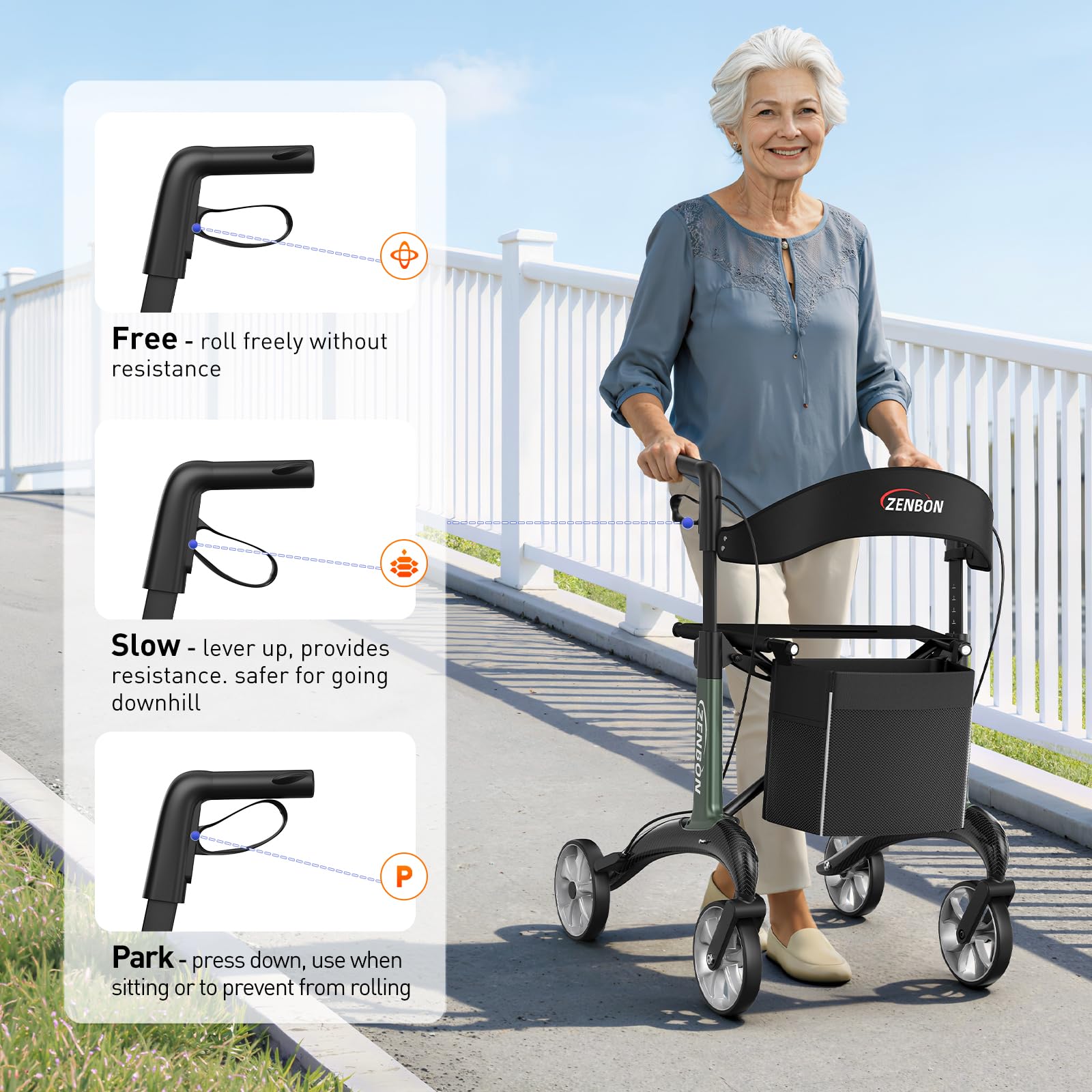 Andador de Carbono Plegable Ultraligero 5.5kg: Andador Plegable y Ligero con Asiento para el Hogar, Andador Plegable para Personas Mayores - Andador Plegable para Interior