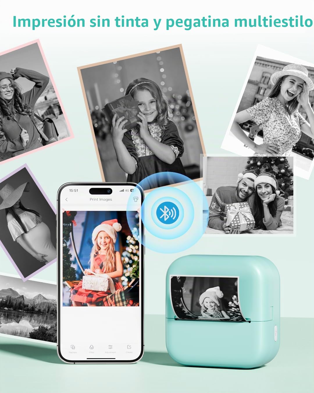 Phomemo Mini Impresora - M02X Impresora de Pegatinas Impresora Fotográfica Portátil Impresora Móvil Sin Bluetooth Impresora Térmica para Bolsillo del Pantalón para Aprendizaje Notas y Fotos Impresora