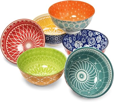 Annovero Salad Plates, Dessert Bowls | Kitchen Serving Dishes for Eating | Microwave Oven Safe | Colorful Porcelain Dinnerware