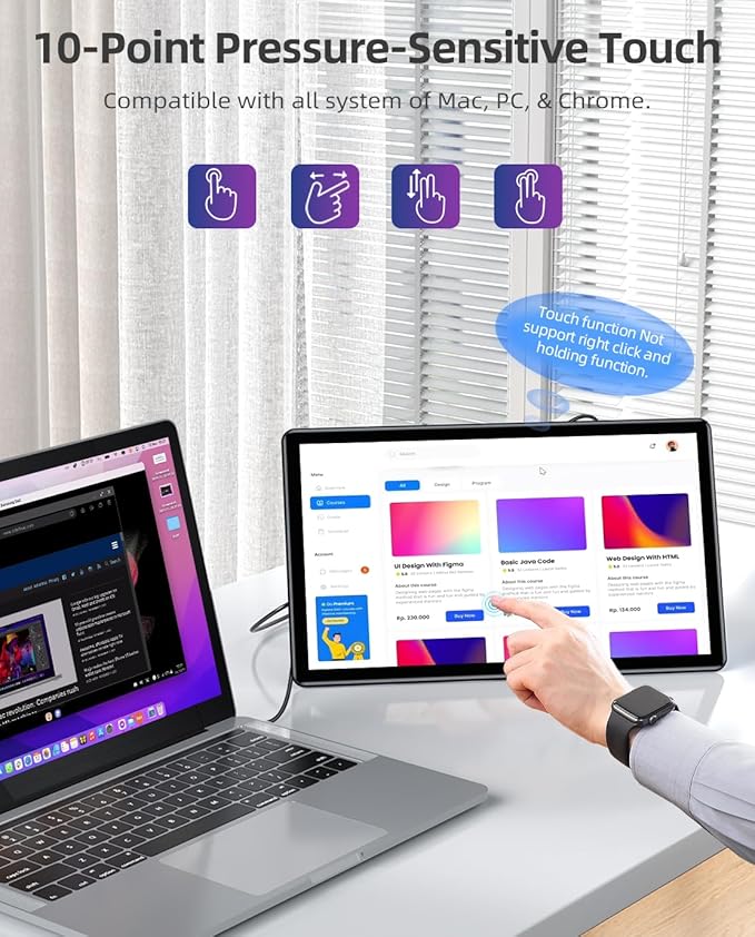 Monitor Portátil Táctil 15.6 FHD IPS con Soporte Ajustable miniatura 2