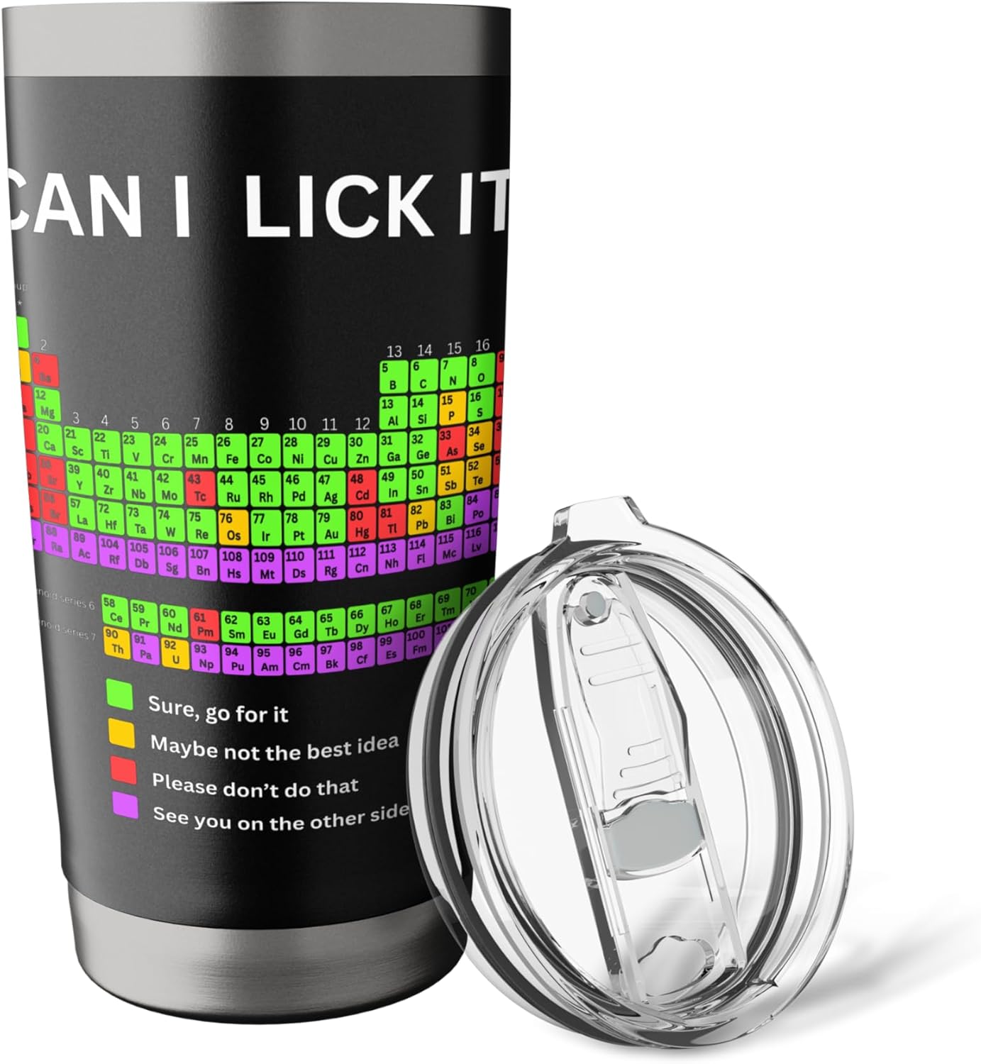Can I Lick It Periodic Table Boys Girls Kids Student Teacher Stainless Steel Insulated Tumbler