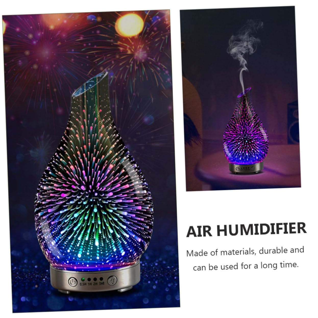 Difusor de Aceites Esenciales de Vidrio Púrpura 3D, 1 L | Abs y Pp, Tecnología de Reducción de Ruido, para Salas de Reunión y Spa