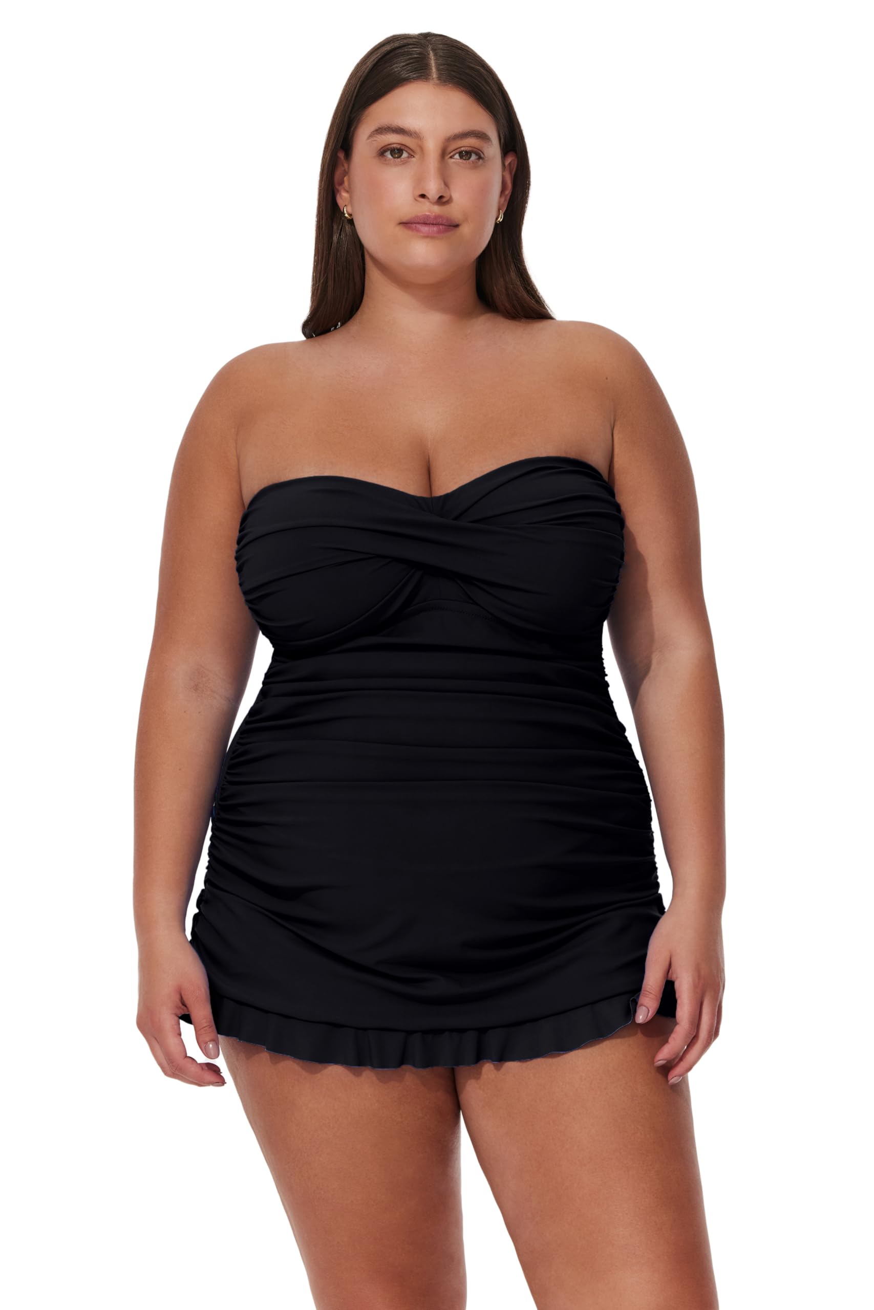 Profile by Gottex Womens Tutti Frutti Plus Size Bandeau Swimdress